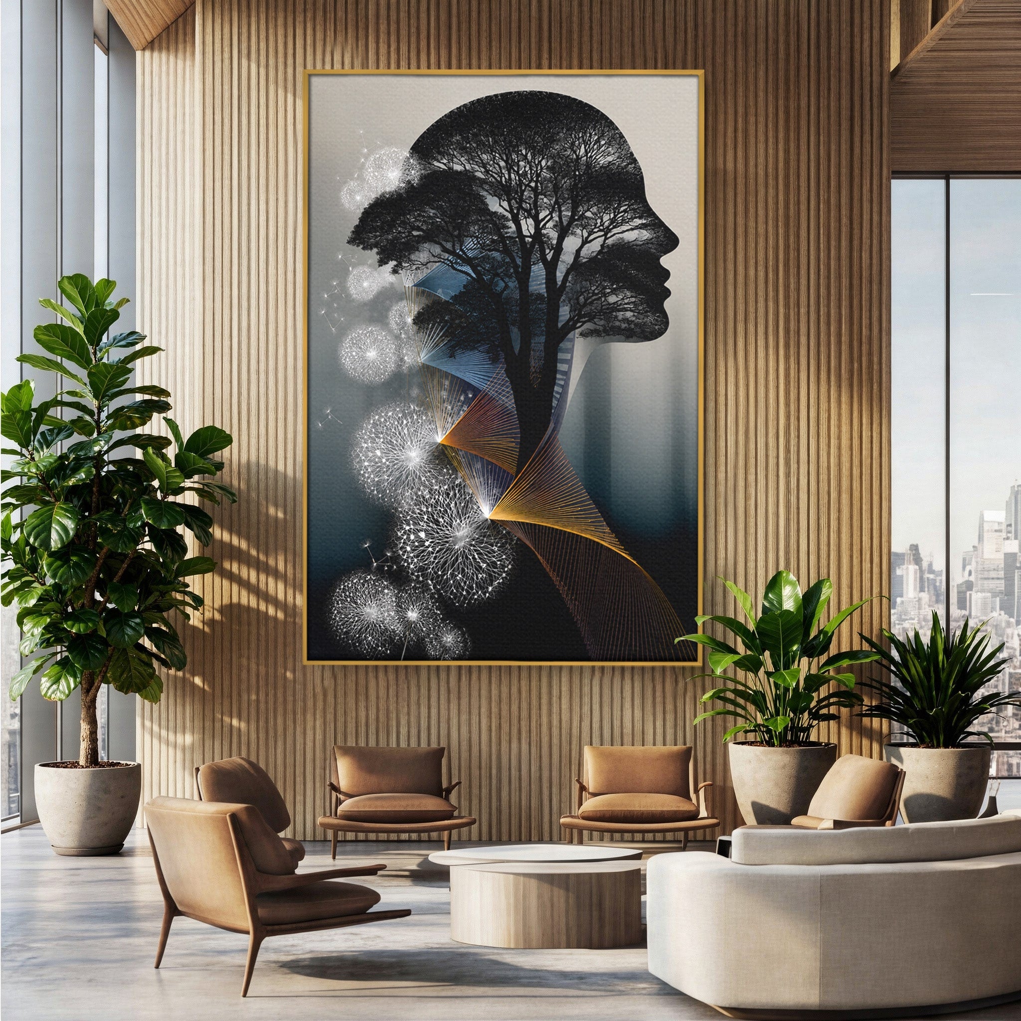 Tablou Canvas Premium LuxCanva® A1902, Silhouette Arborescenta, Silhouette, Arbore, Abstract, Contemplativ, Birou, Culori Vibrante