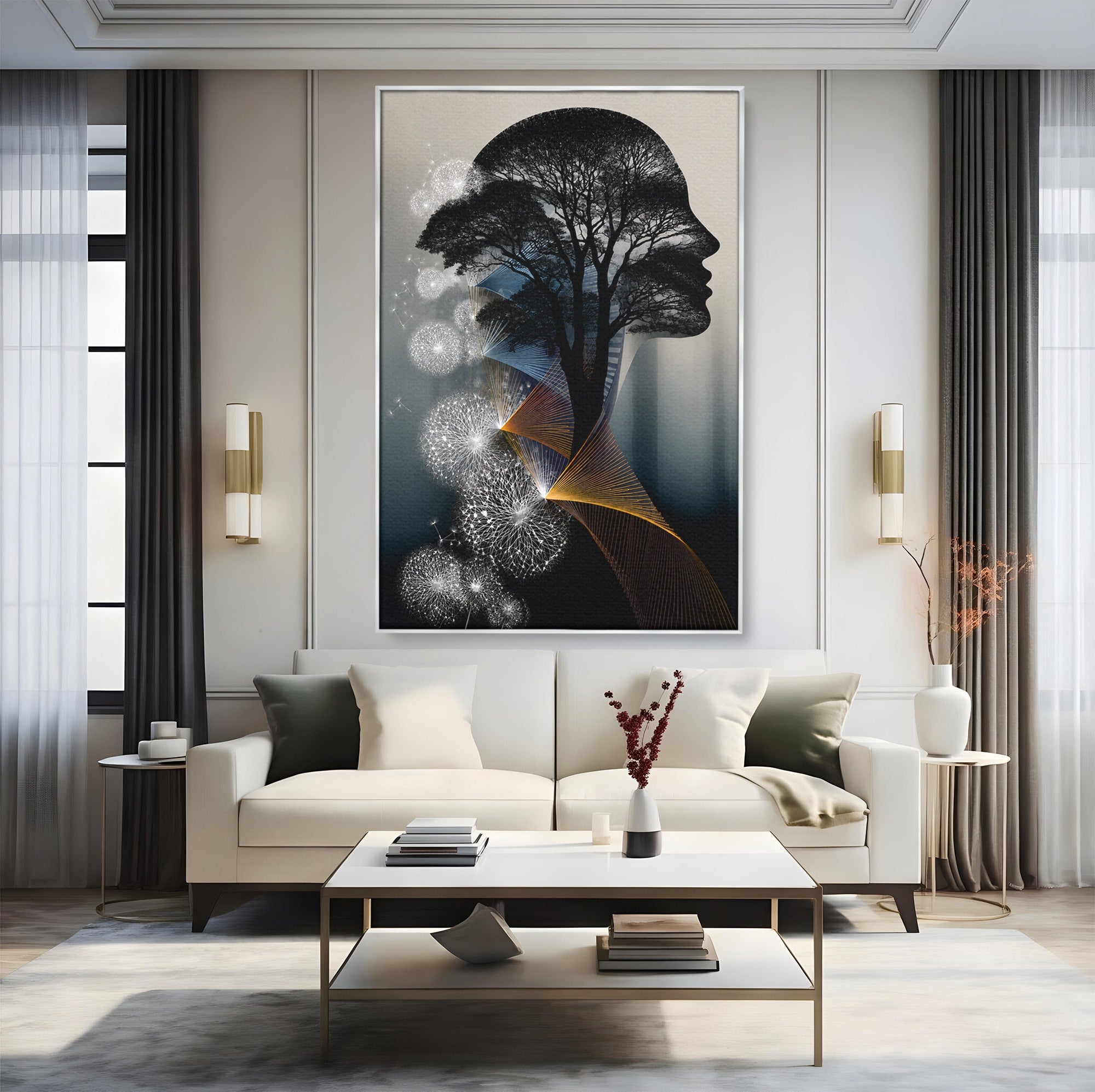 Tablou Canvas Premium LuxCanva® A1902, Silhouette Arborescenta, Silhouette, Arbore, Abstract, Contemplativ, Birou, Culori Vibrante