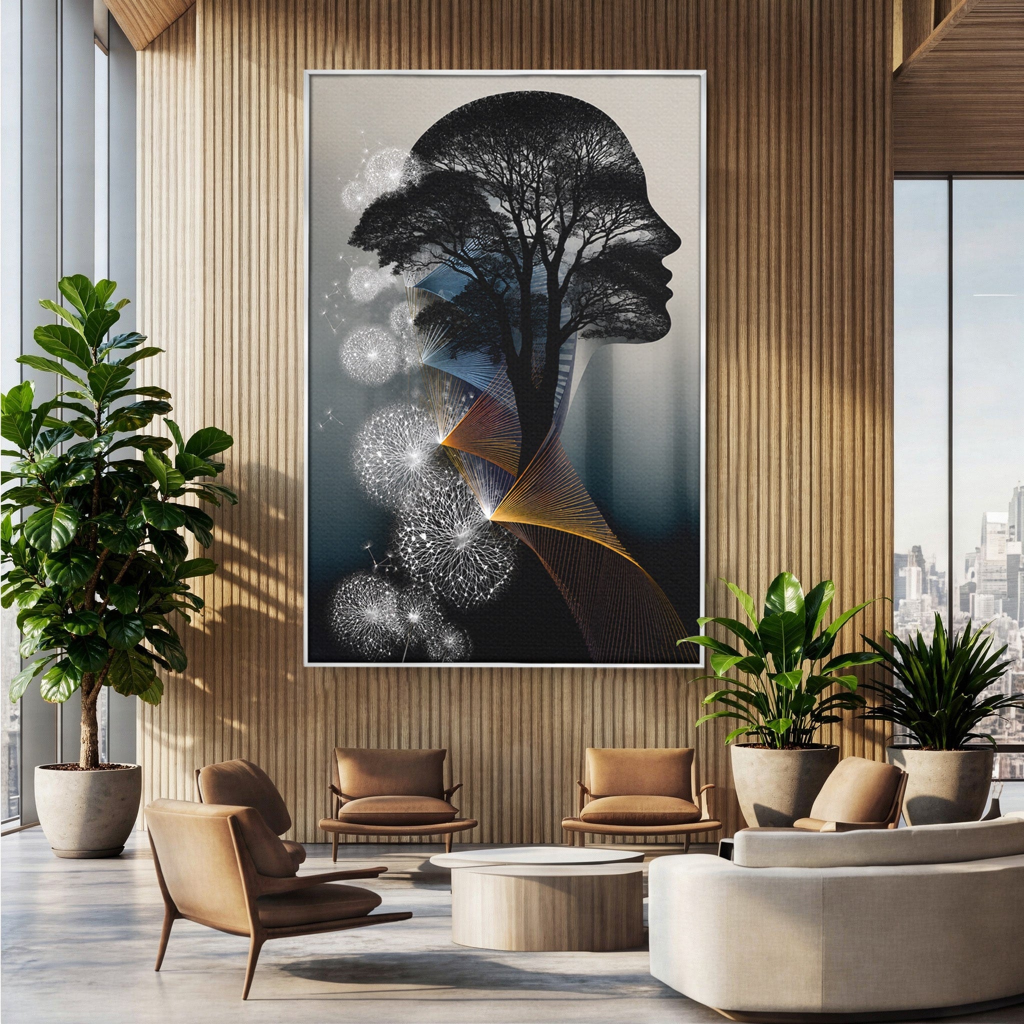 Tablou Canvas Premium LuxCanva® A1902, Silhouette Arborescenta, Silhouette, Arbore, Abstract, Contemplativ, Birou, Culori Vibrante