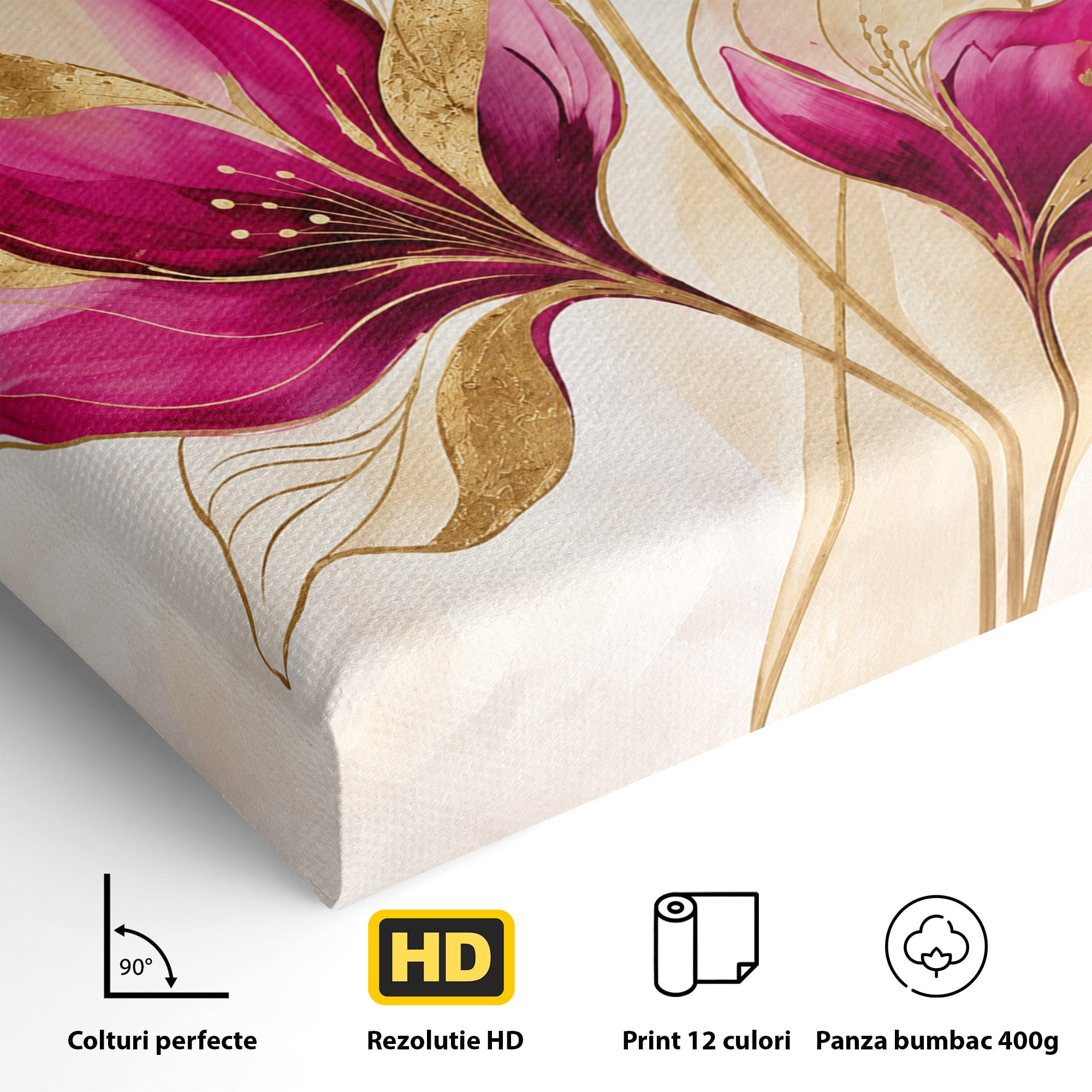 Tablou Canvas Premium LuxCanva® A1903, Flori De Lux, Flori, Abstract, Eleganta, Living, Dormitor, Culori Vibrante
