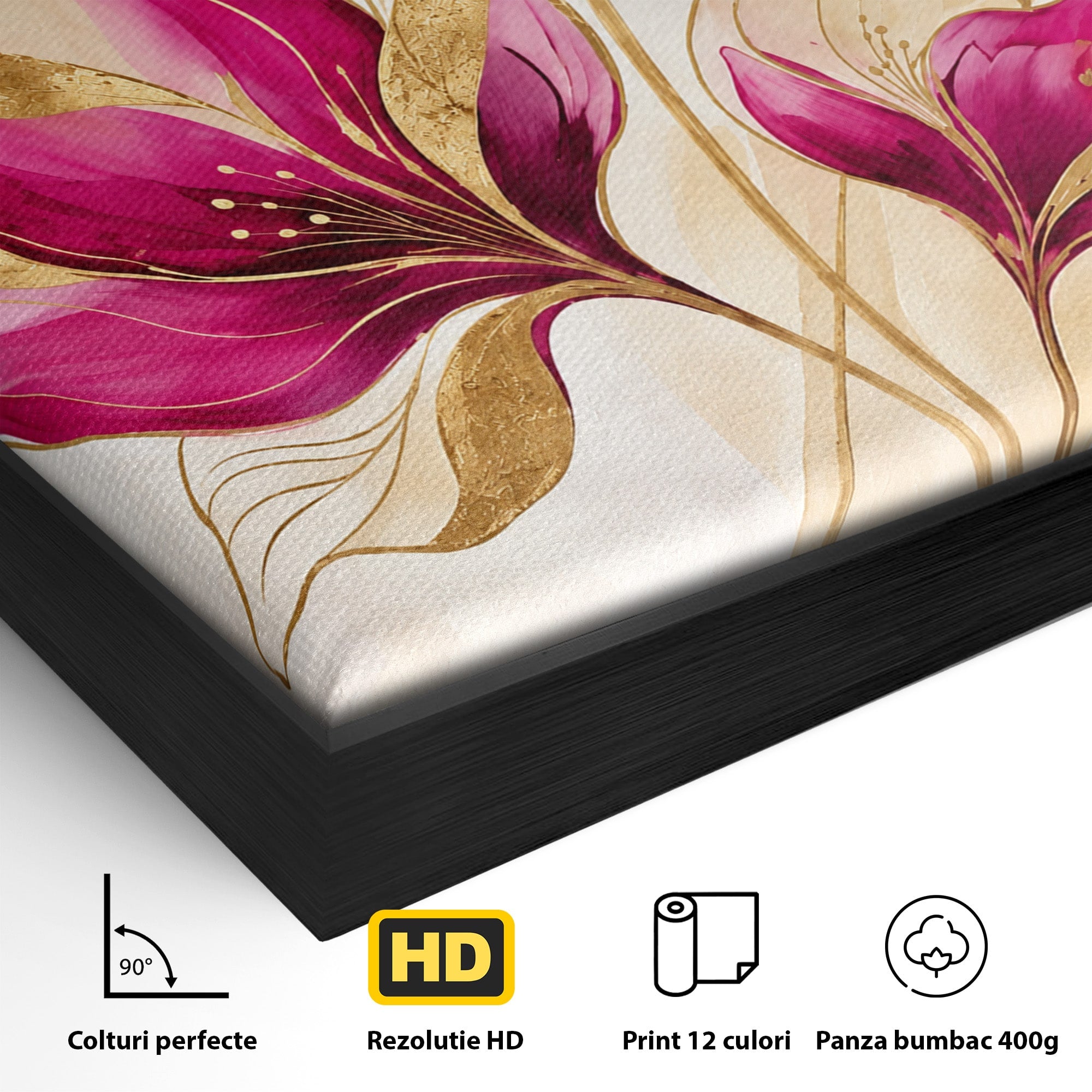 Tablou Canvas Premium LuxCanva® A1903, Flori De Lux, Flori, Abstract, Eleganta, Living, Dormitor, Culori Vibrante