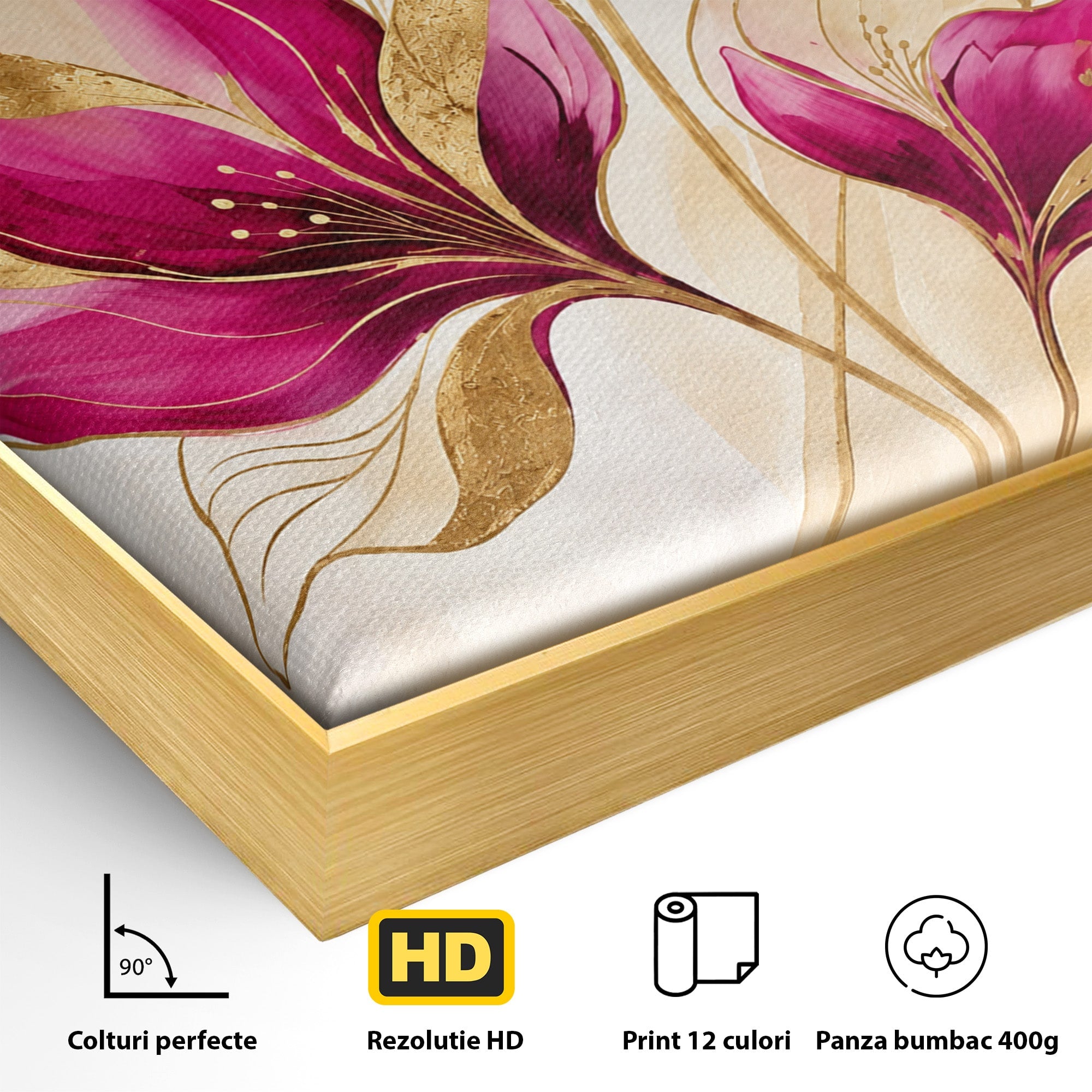 Tablou Canvas Premium LuxCanva® A1903, Flori De Lux, Flori, Abstract, Eleganta, Living, Dormitor, Culori Vibrante