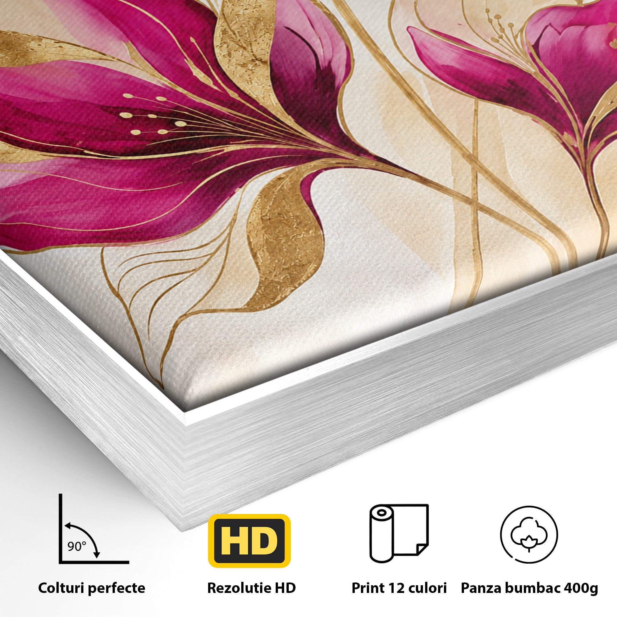 Tablou Canvas Premium LuxCanva® A1903, Flori De Lux, Flori, Abstract, Eleganta, Living, Dormitor, Culori Vibrante