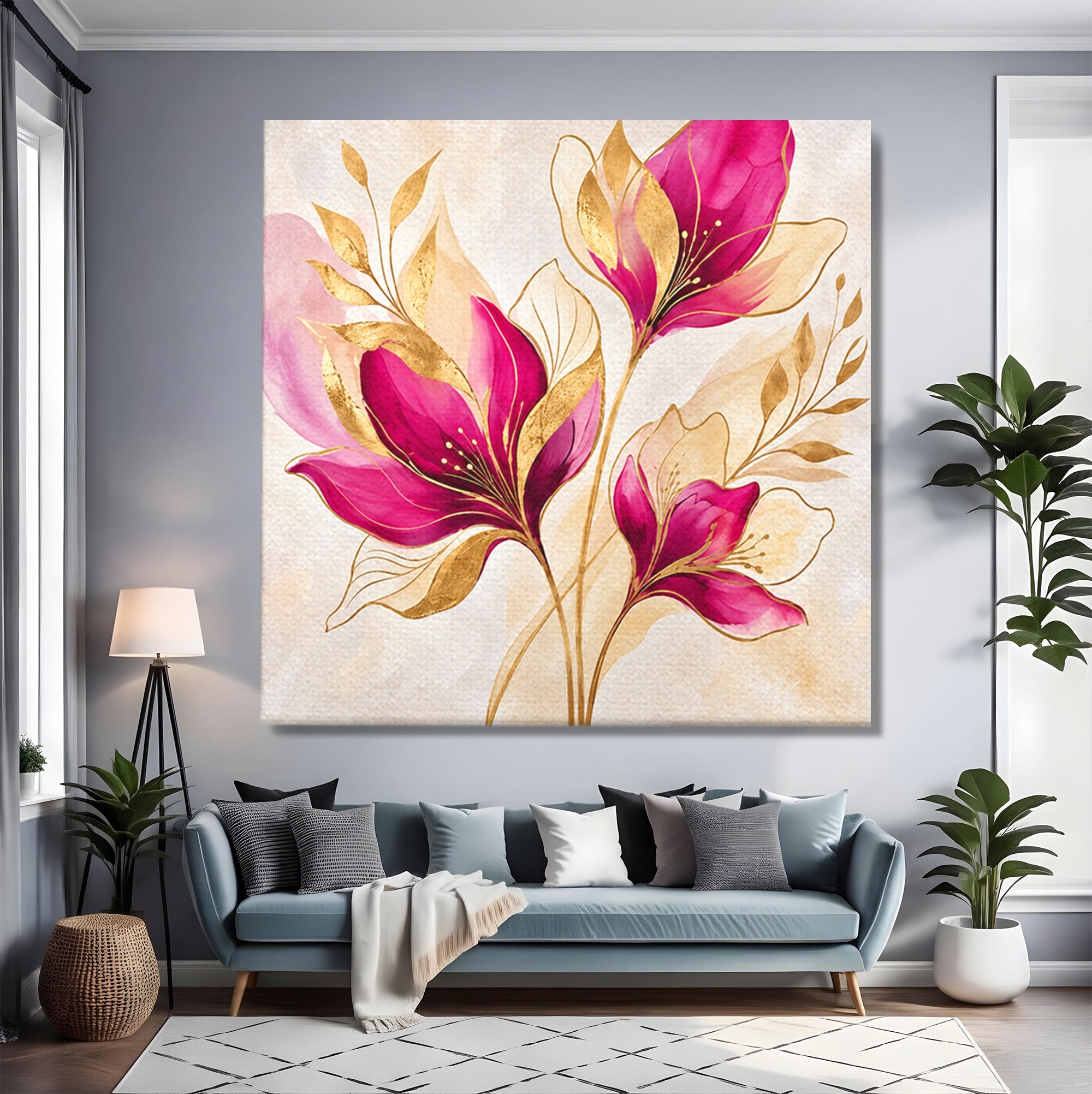 Tablou Canvas Premium LuxCanva® A1903, Flori De Lux, Flori, Abstract, Eleganta, Living, Dormitor, Culori Vibrante
