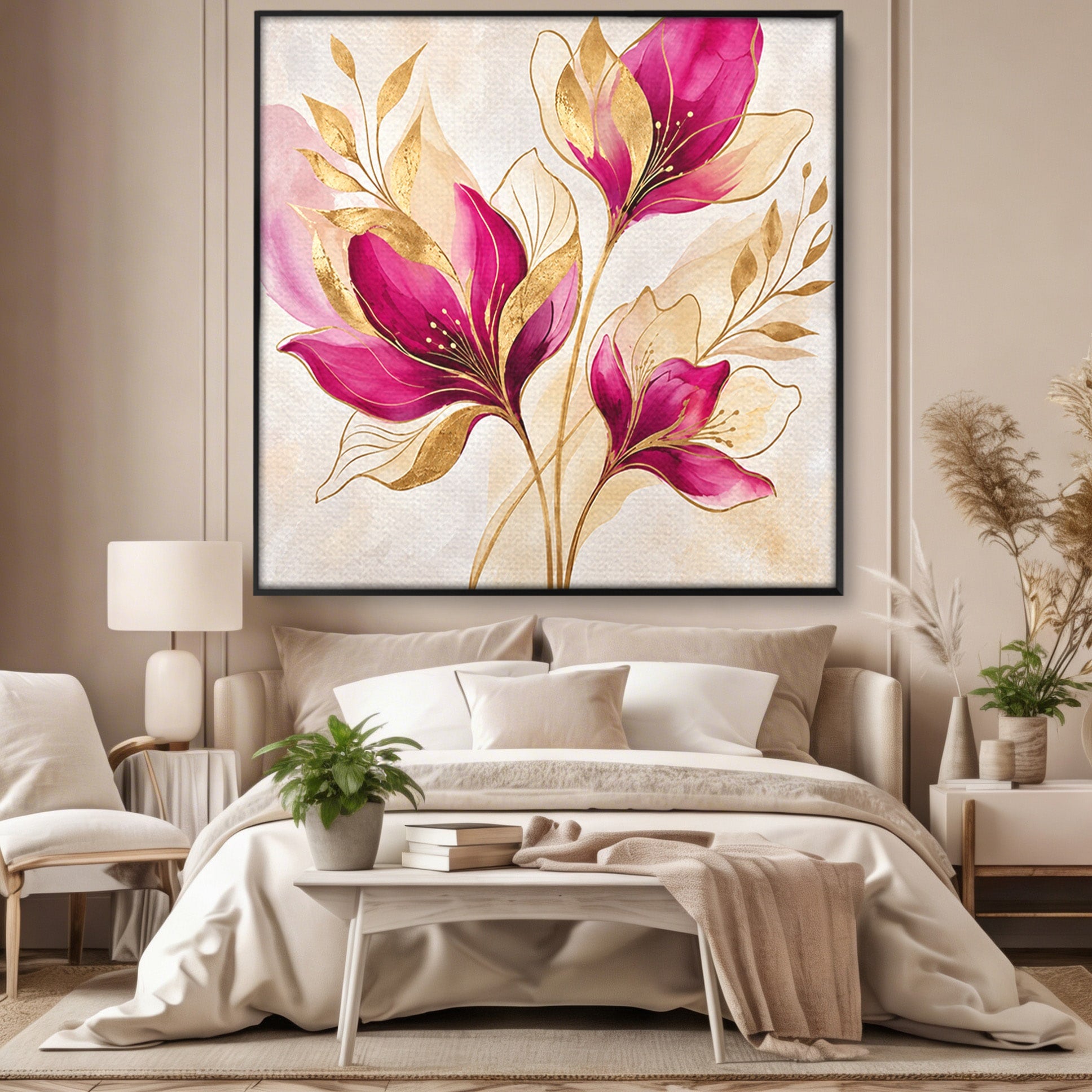 Tablou Canvas Premium LuxCanva® A1903, Flori De Lux, Flori, Abstract, Eleganta, Living, Dormitor, Culori Vibrante