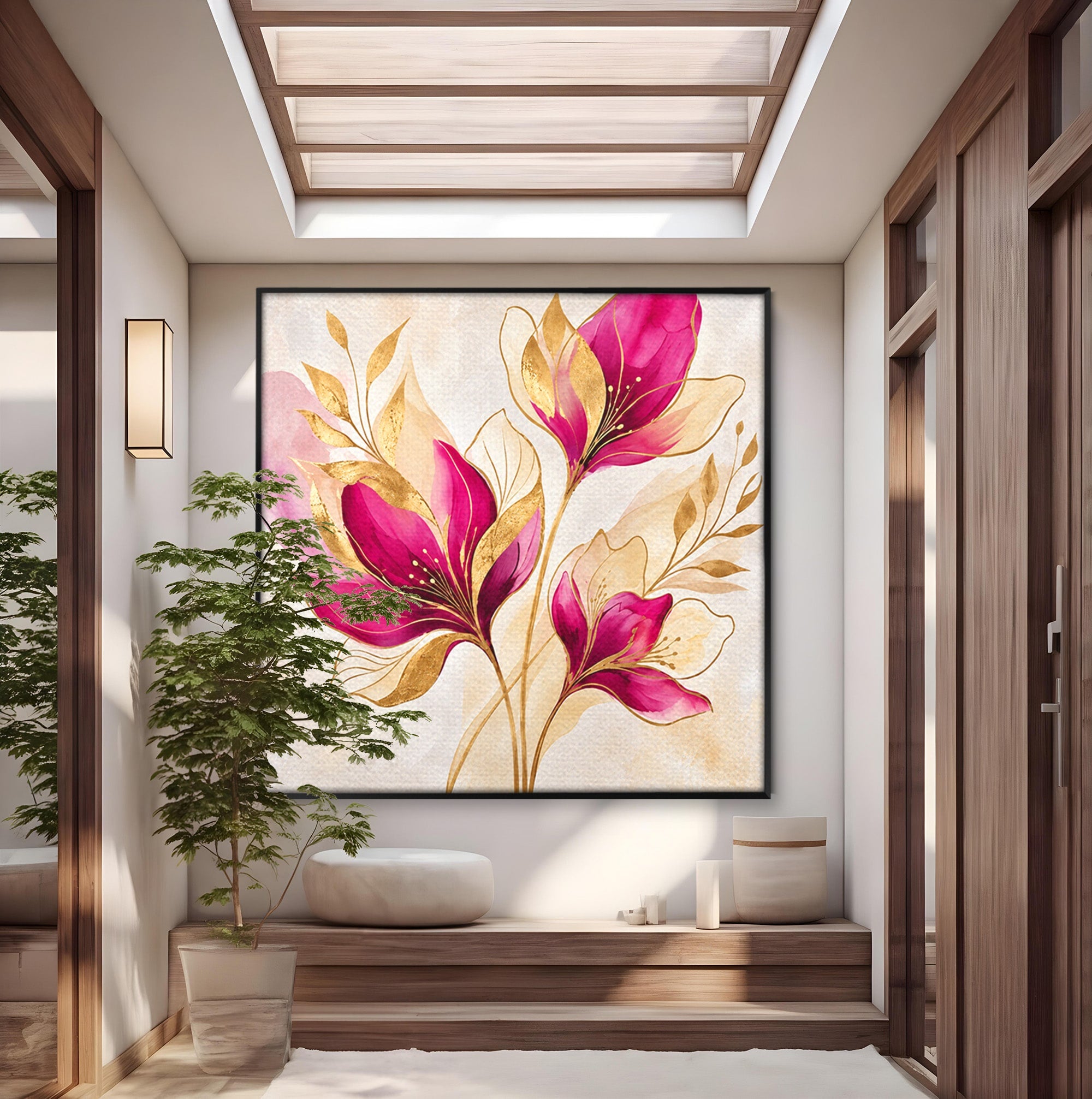 Tablou Canvas Premium LuxCanva® A1903, Flori De Lux, Flori, Abstract, Eleganta, Living, Dormitor, Culori Vibrante