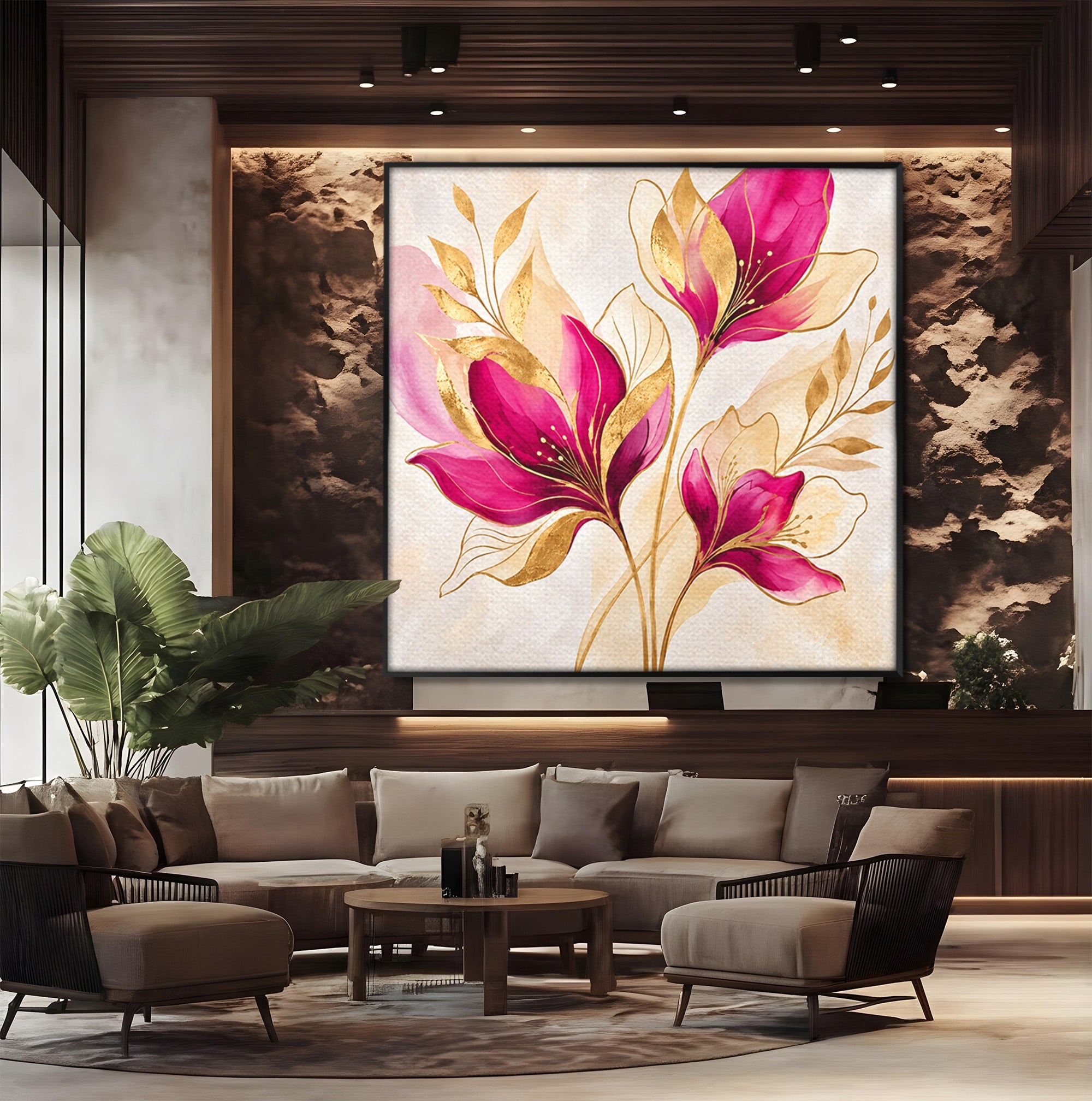 Tablou Canvas Premium LuxCanva® A1903, Flori De Lux, Flori, Abstract, Eleganta, Living, Dormitor, Culori Vibrante