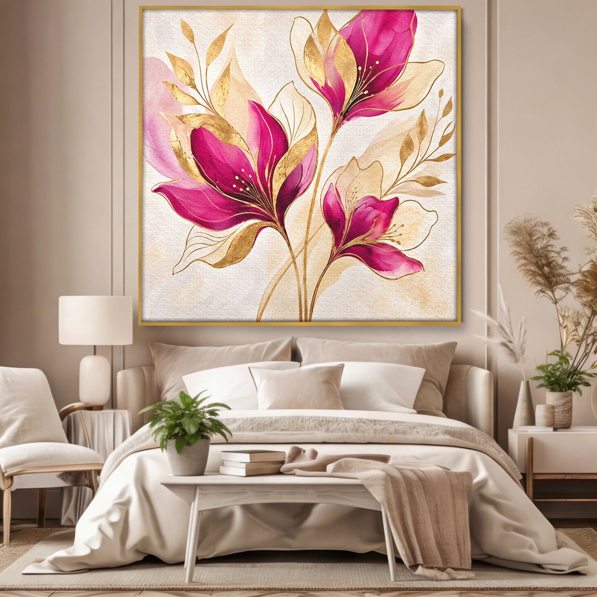 Tablou Canvas Premium LuxCanva® A1903, Flori De Lux, Flori, Abstract, Eleganta, Living, Dormitor, Culori Vibrante