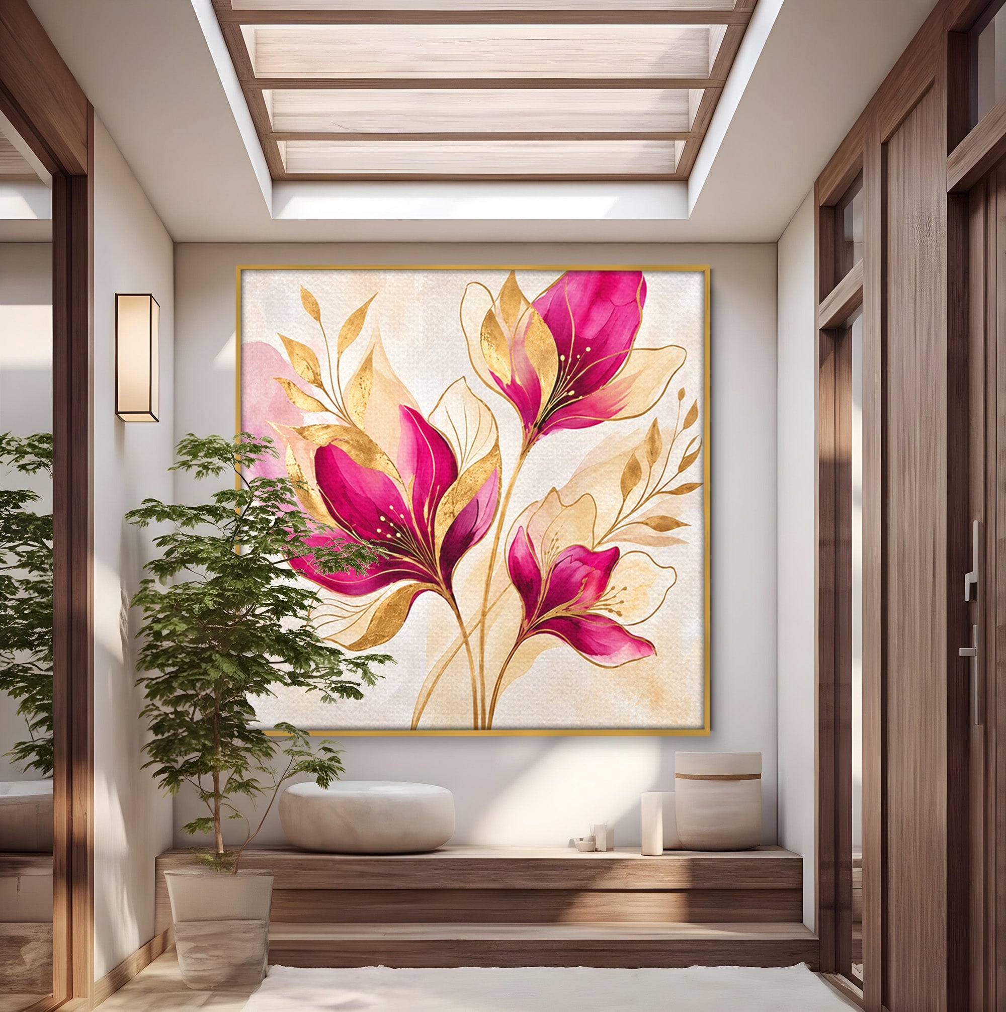 Tablou Canvas Premium LuxCanva® A1903, Flori De Lux, Flori, Abstract, Eleganta, Living, Dormitor, Culori Vibrante