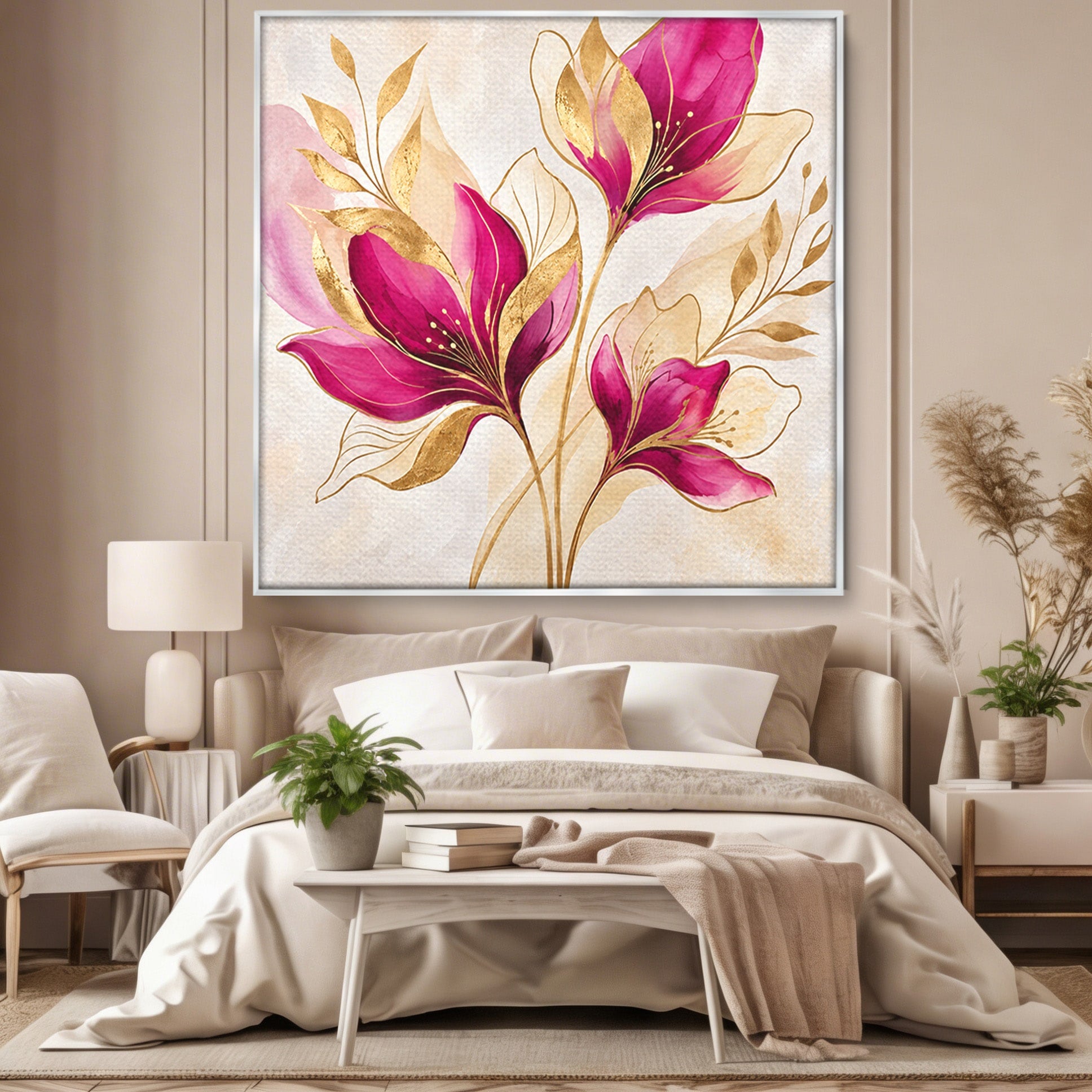 Tablou Canvas Premium LuxCanva® A1903, Flori De Lux, Flori, Abstract, Eleganta, Living, Dormitor, Culori Vibrante
