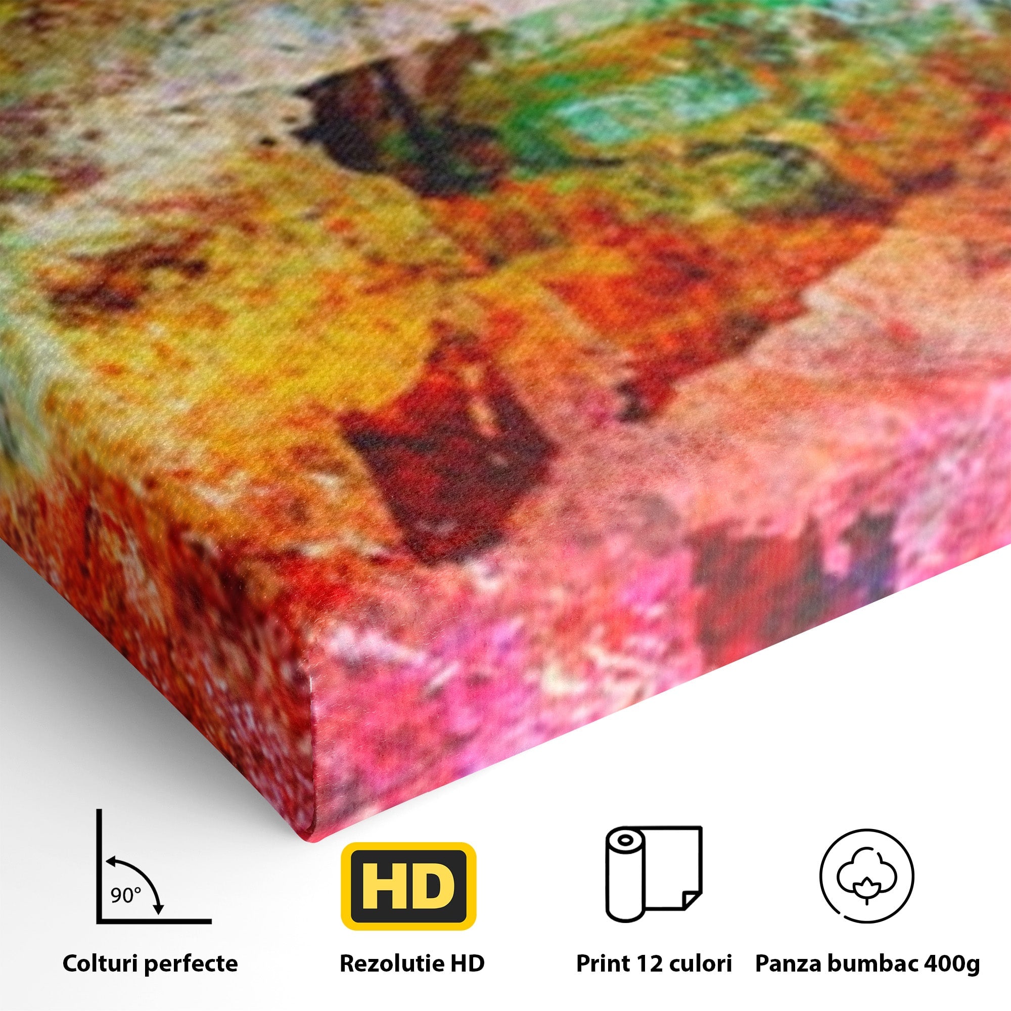 Set 2 Tablouri Canvas Premium LuxCanva® A2-1085, Colorful Red, Abstract, Red, Multicolor, Culori Vibrante