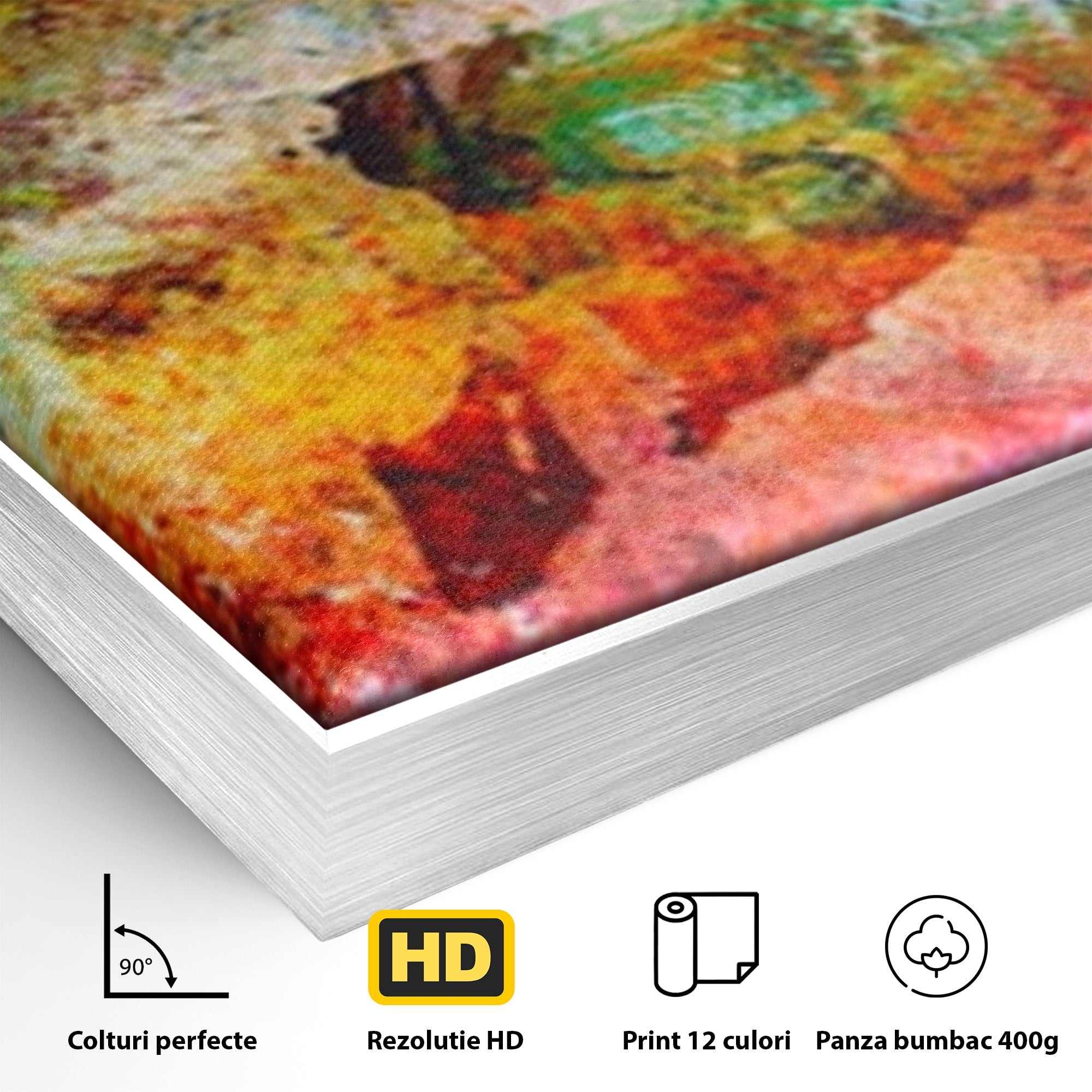 Set 2 Tablouri Canvas Premium LuxCanva® A2-1085, Colorful Red, Abstract, Red, Multicolor, Culori Vibrante