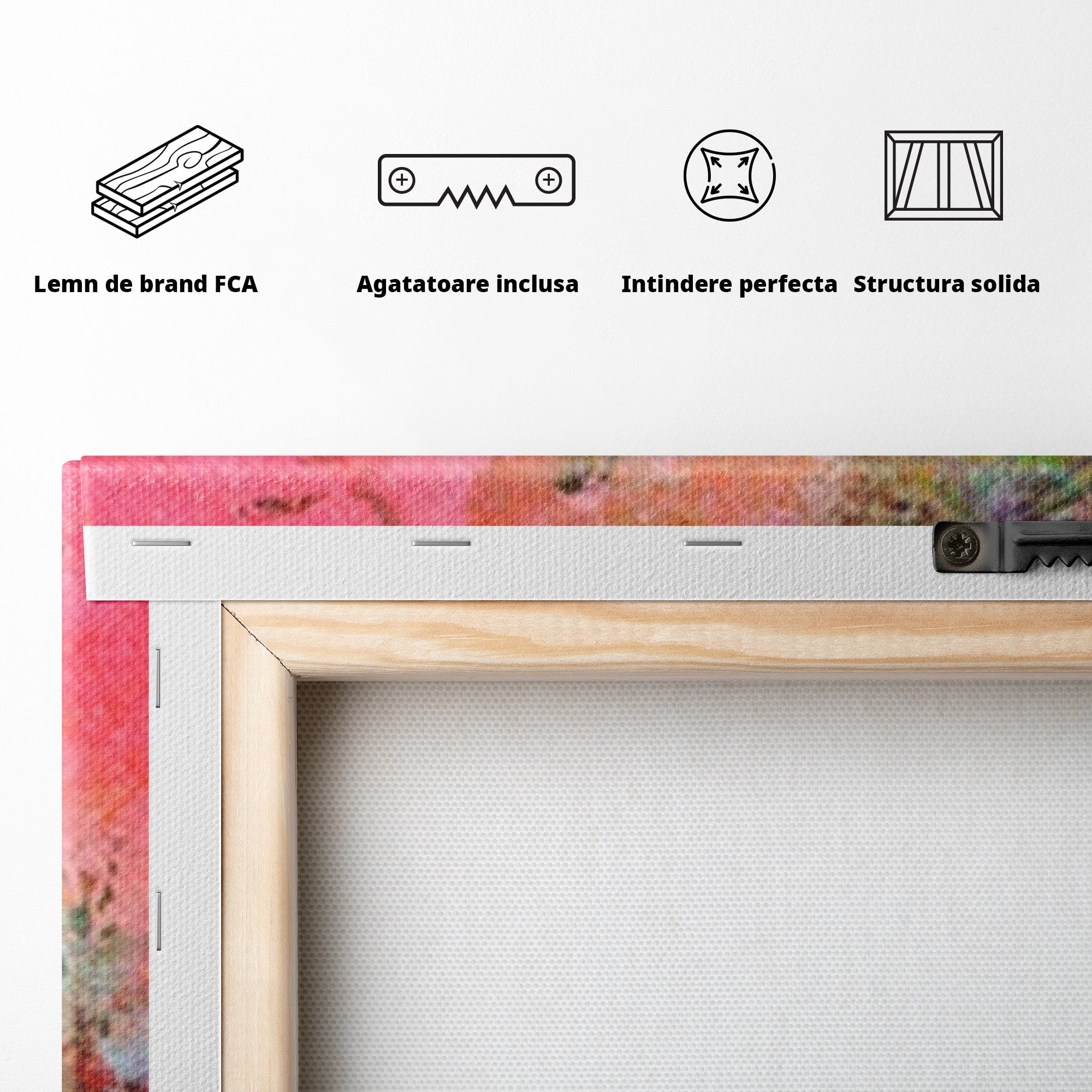 Set 2 Tablouri Canvas Premium LuxCanva® A2-1085, Colorful Red, Abstract, Red, Multicolor, Culori Vibrante