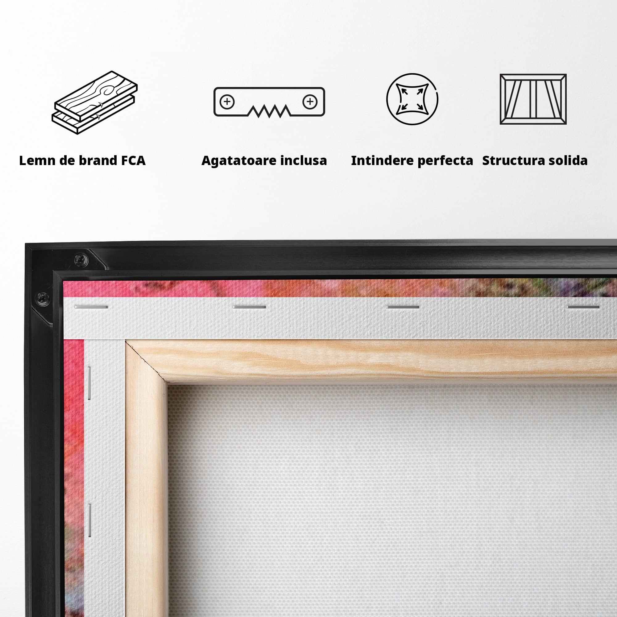 Set 2 Tablouri Canvas Premium LuxCanva® A2-1085, Colorful Red, Abstract, Red, Multicolor, Culori Vibrante