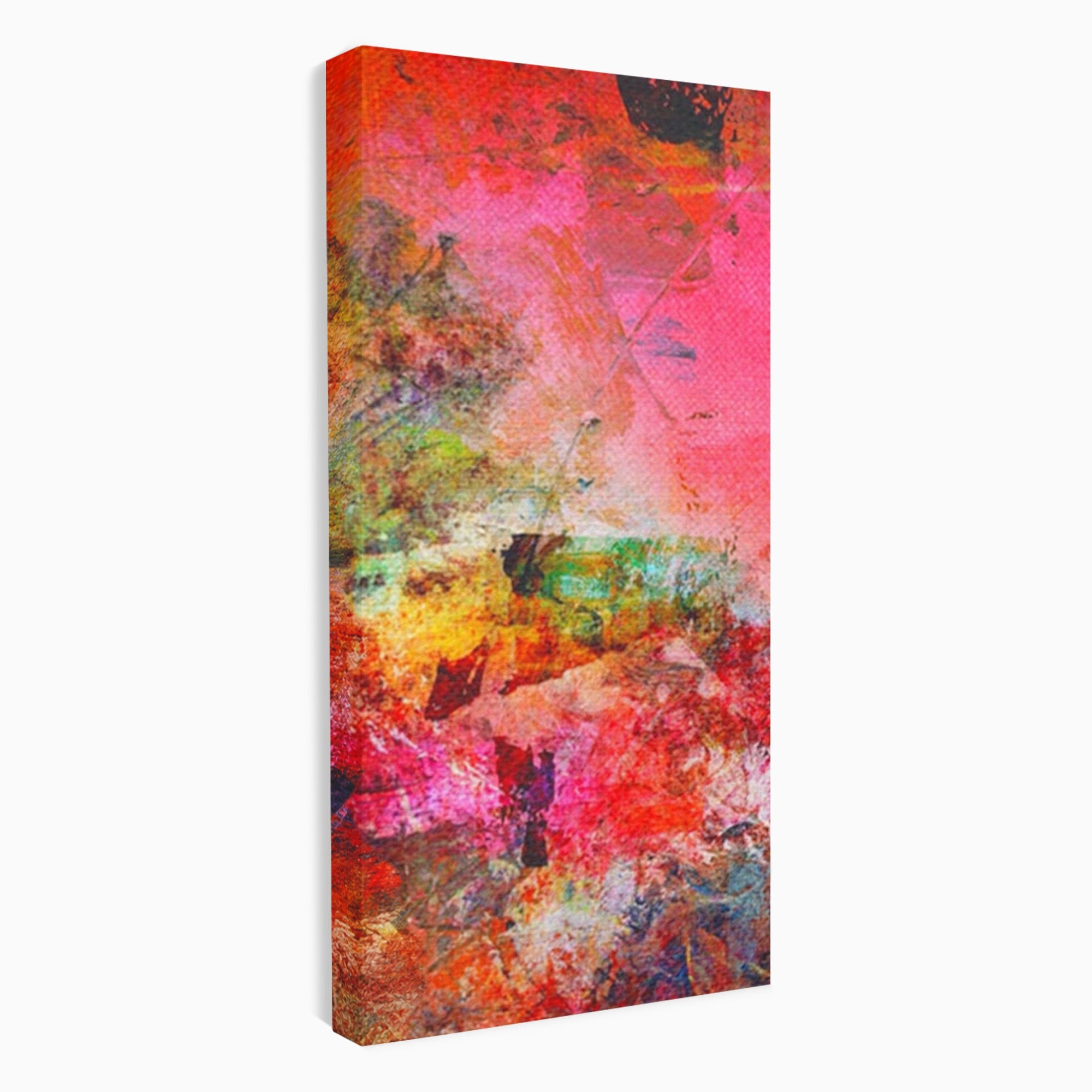 Set 2 Tablouri Canvas Premium LuxCanva® A2-1085, Colorful Red, Abstract, Red, Multicolor, Culori Vibrante