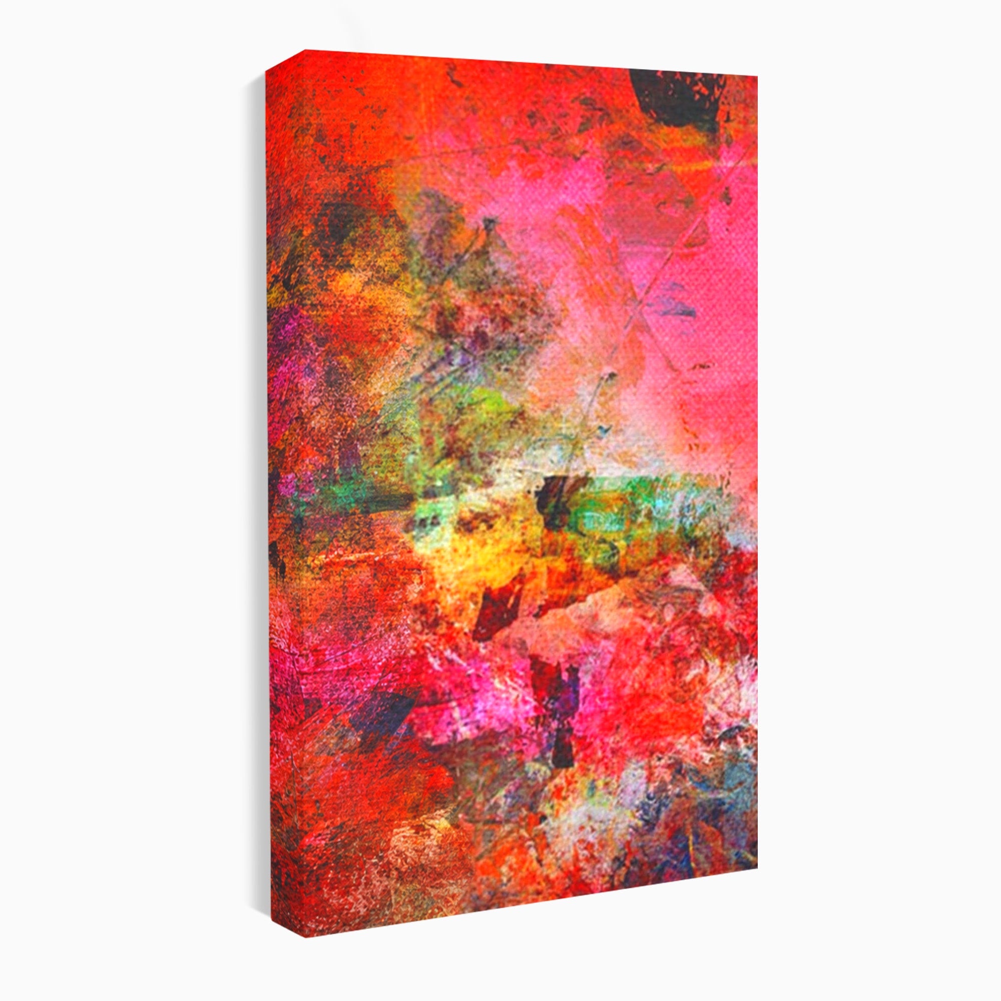 Set 2 Tablouri Canvas Premium LuxCanva® A2-1085, Colorful Red, Abstract, Red, Multicolor, Culori Vibrante