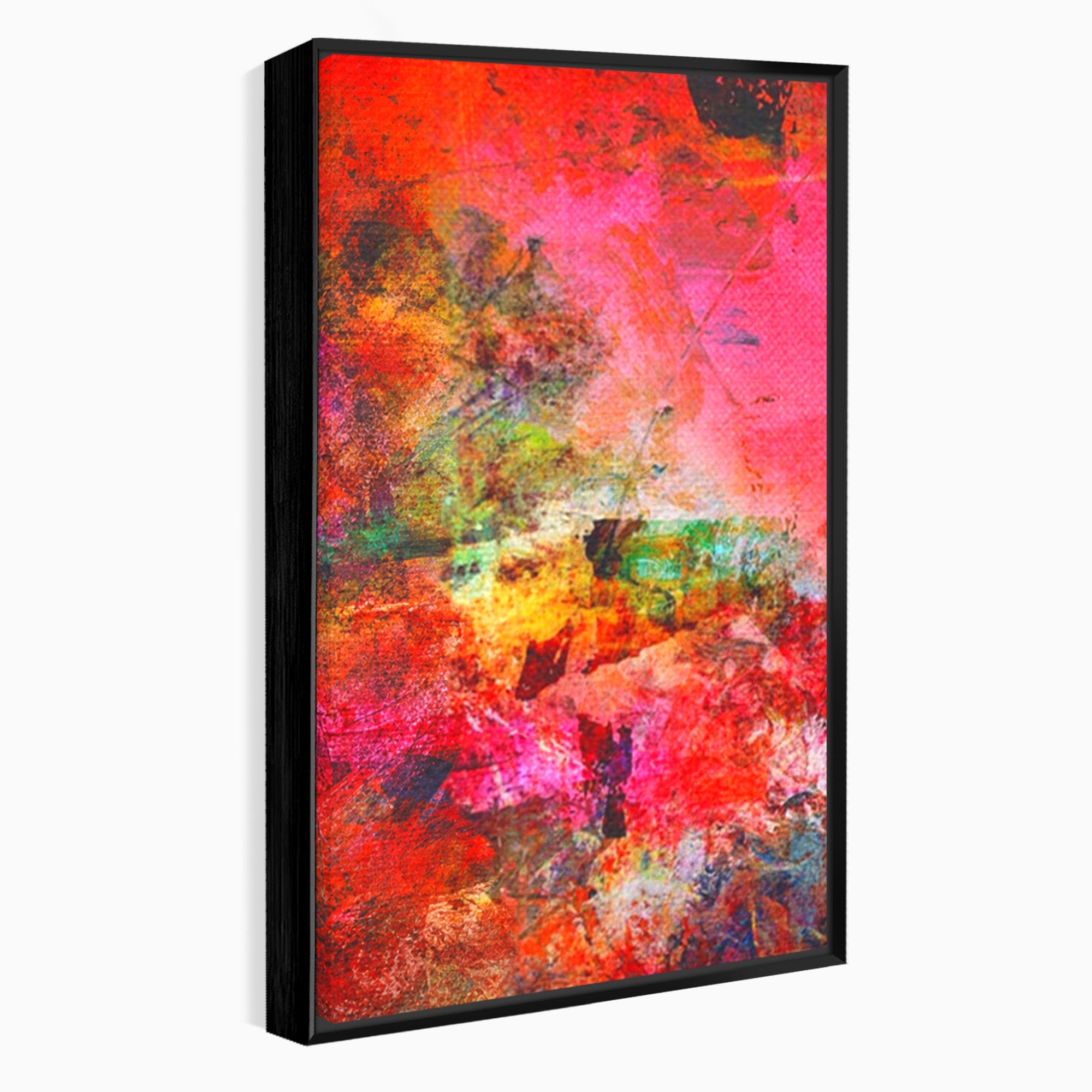 Set 2 Tablouri Canvas Premium LuxCanva® A2-1085, Colorful Red, Abstract, Red, Multicolor, Culori Vibrante