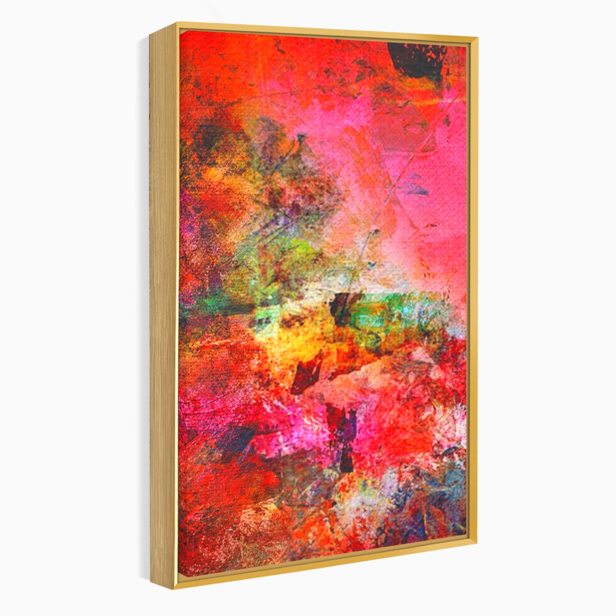 Set 2 Tablouri Canvas Premium LuxCanva® A2-1085, Colorful Red, Abstract, Red, Multicolor, Culori Vibrante