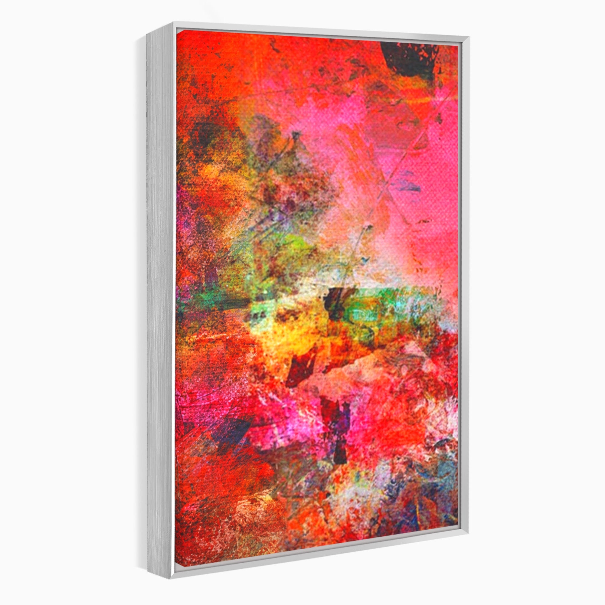 Set 2 Tablouri Canvas Premium LuxCanva® A2-1085, Colorful Red, Abstract, Red, Multicolor, Culori Vibrante