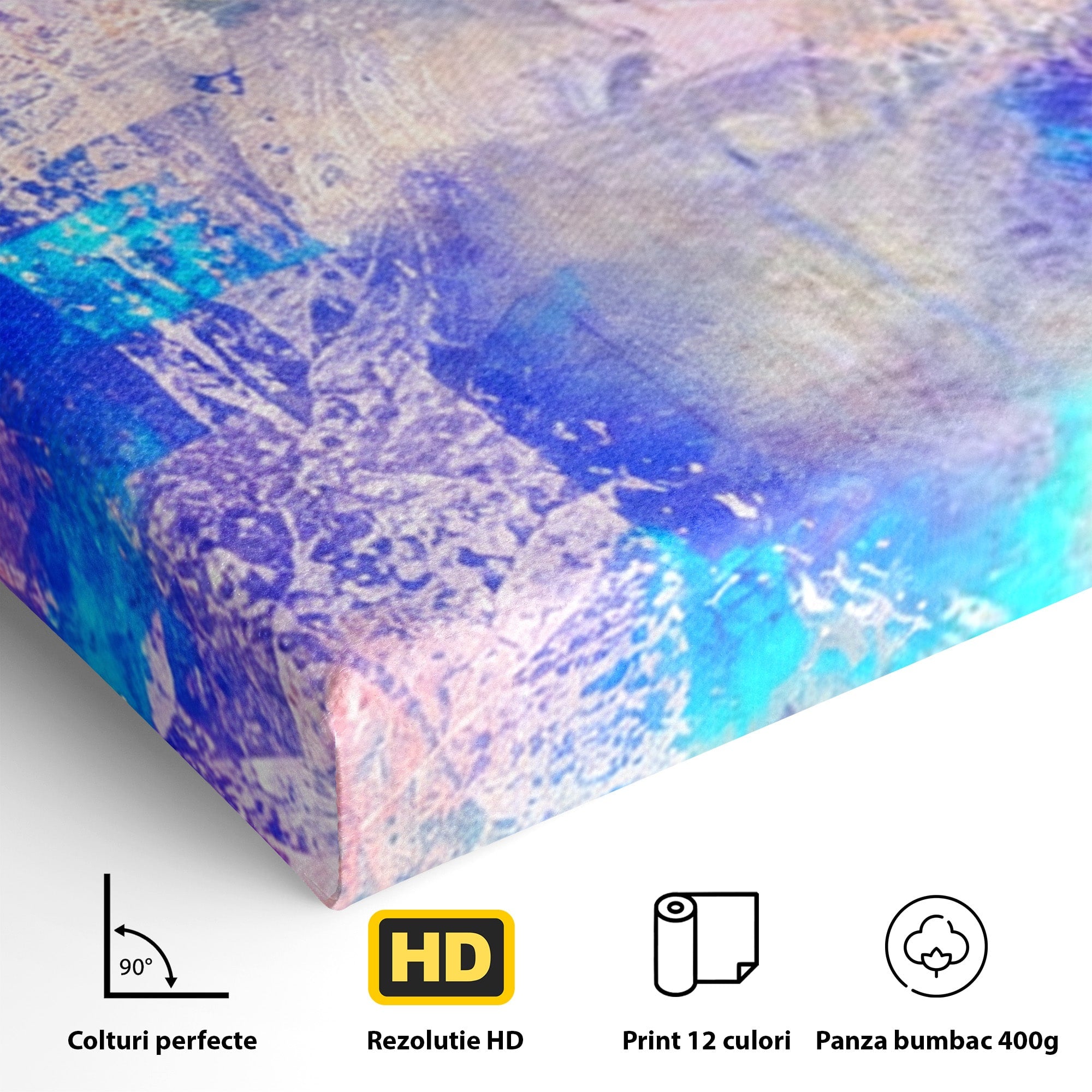 Set 2 Tablouri Canvas Premium LuxCanva® A2-1089, Multicolor, Abstract, Mixture Of Colors, Culori Vibrante