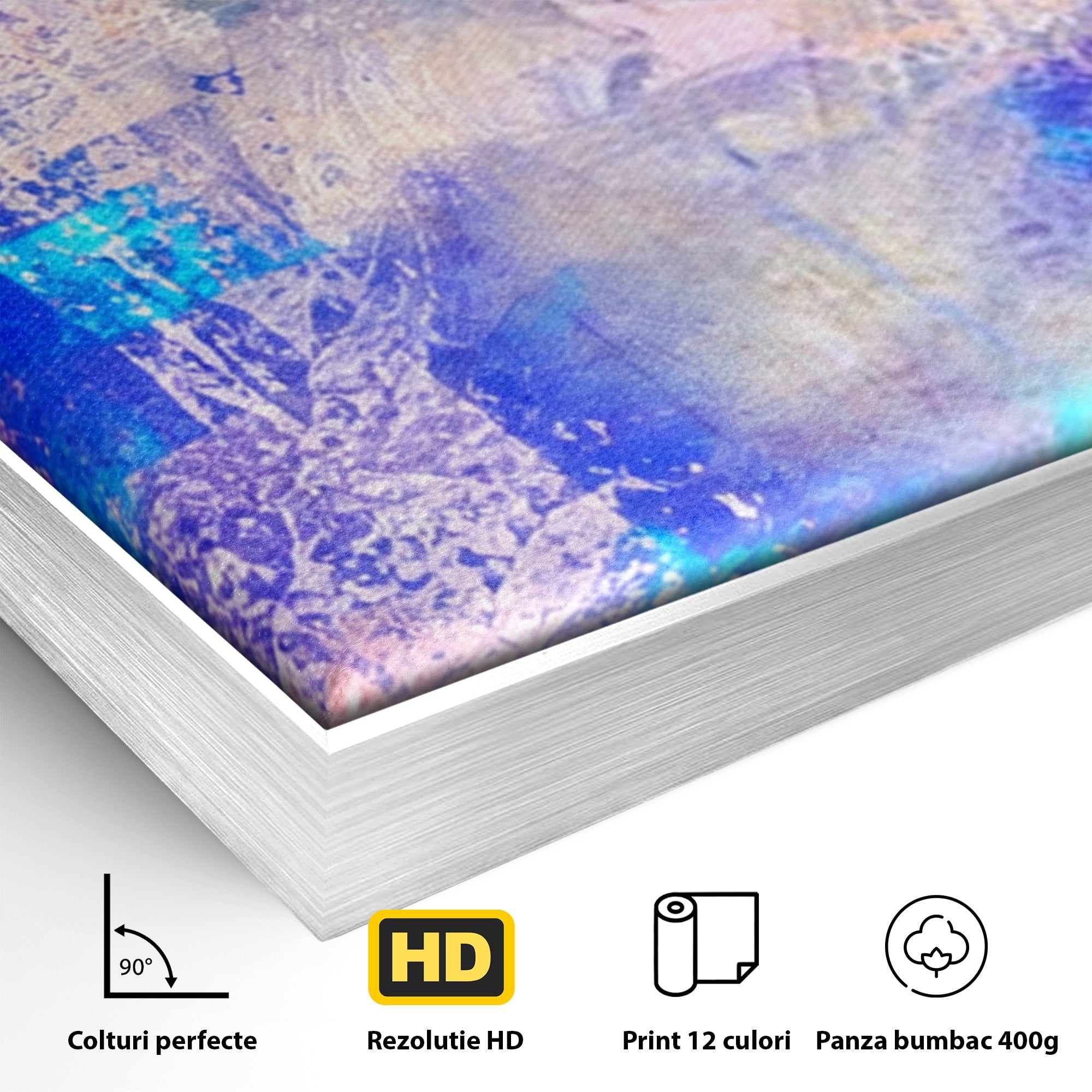 Set 2 Tablouri Canvas Premium LuxCanva® A2-1089, Multicolor, Abstract, Mixture Of Colors, Culori Vibrante