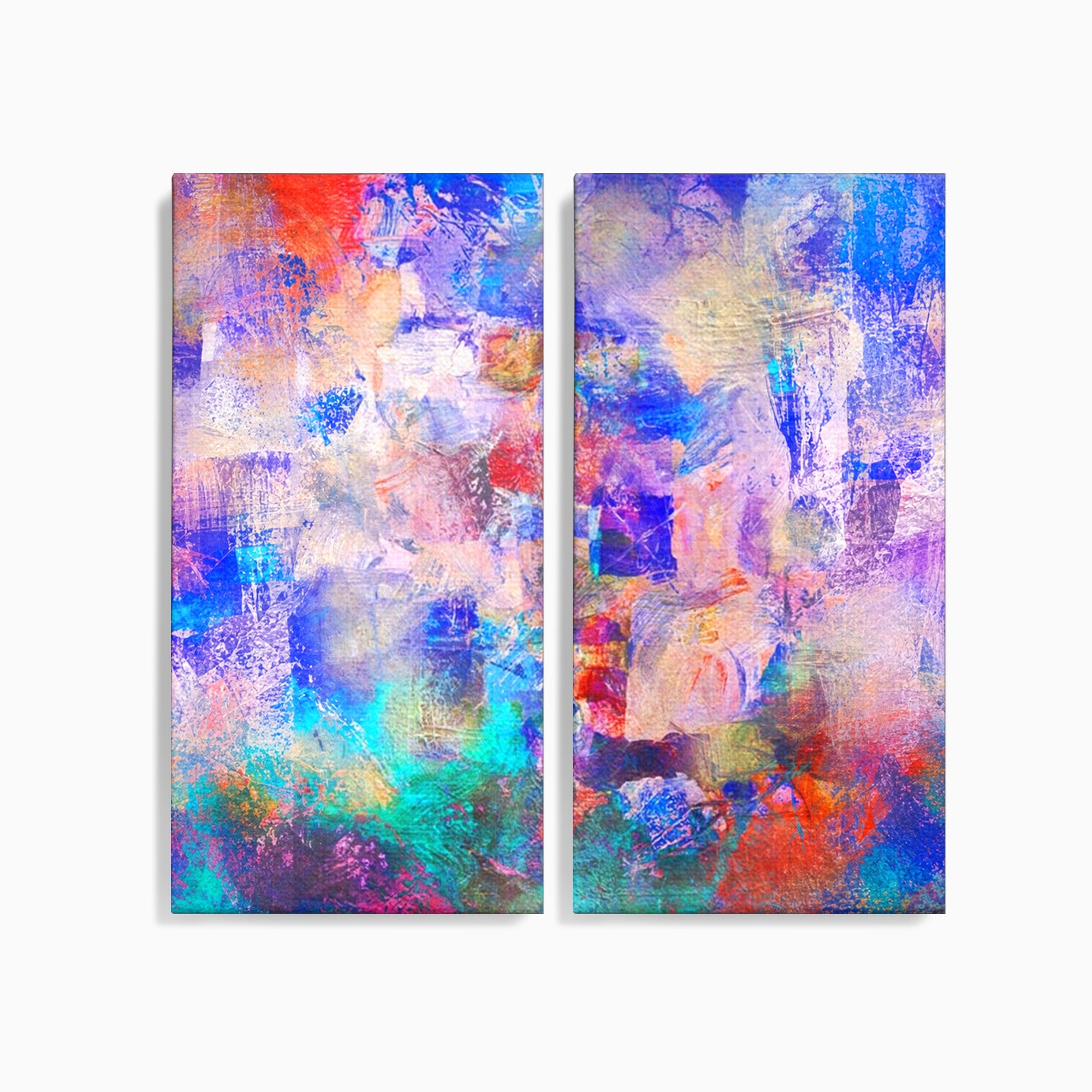 Set 2 Tablouri Canvas Premium LuxCanva® A2-1089, Multicolor, Abstract, Mixture Of Colors, Culori Vibrante