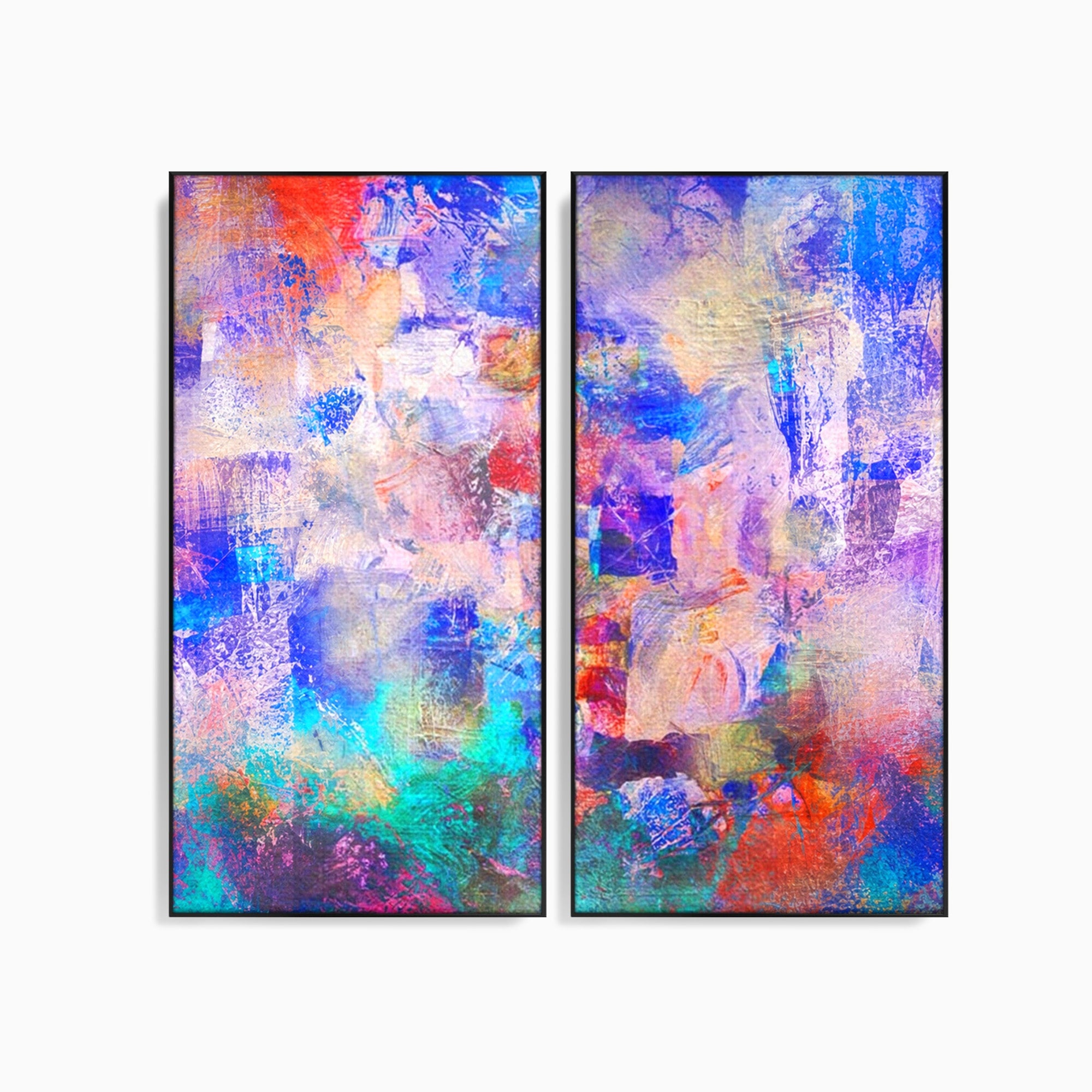 Set 2 Tablouri Canvas Premium LuxCanva® A2-1089, Multicolor, Abstract, Mixture Of Colors, Culori Vibrante