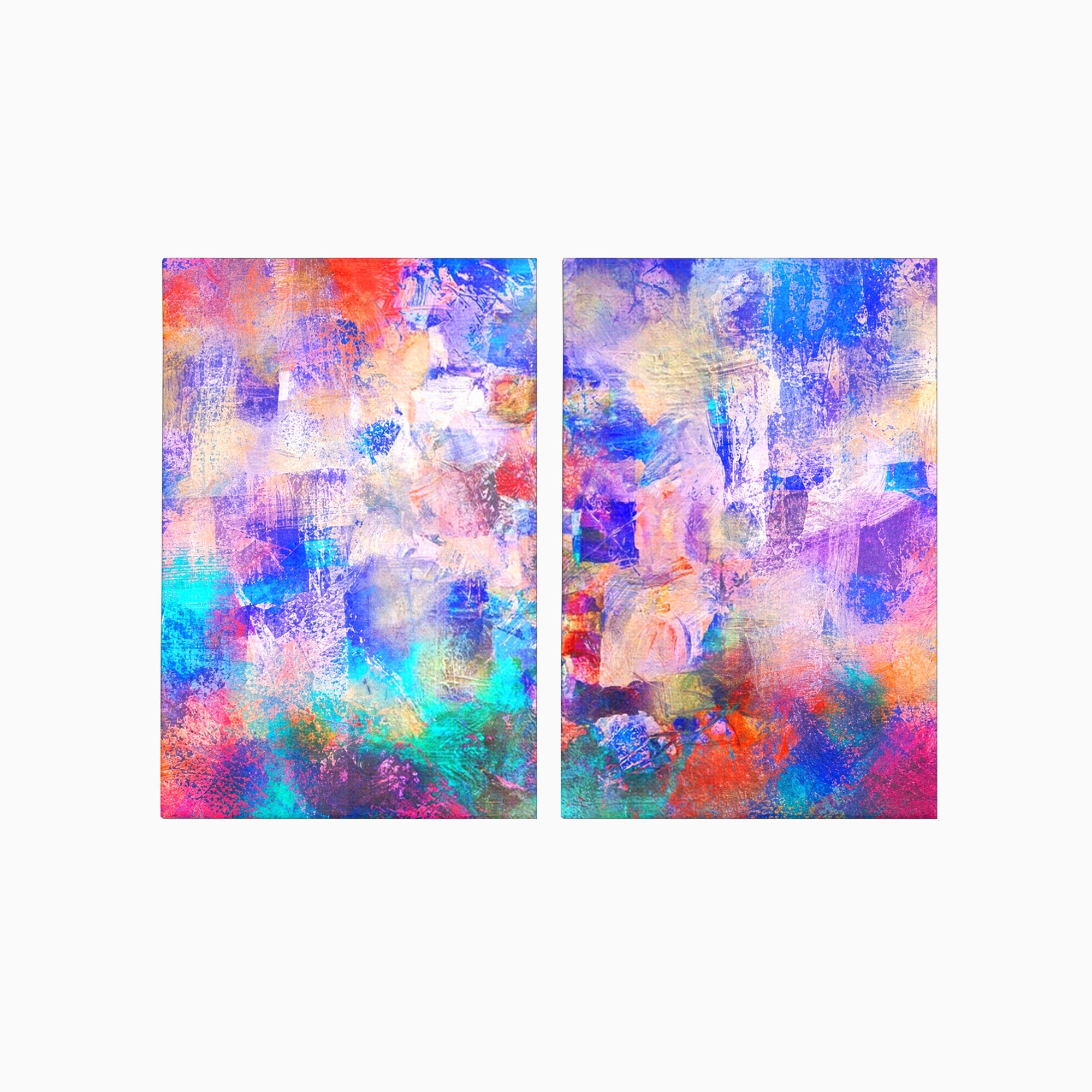Set 2 Tablouri Canvas Premium LuxCanva® A2-1089, Multicolor, Abstract, Mixture Of Colors, Culori Vibrante
