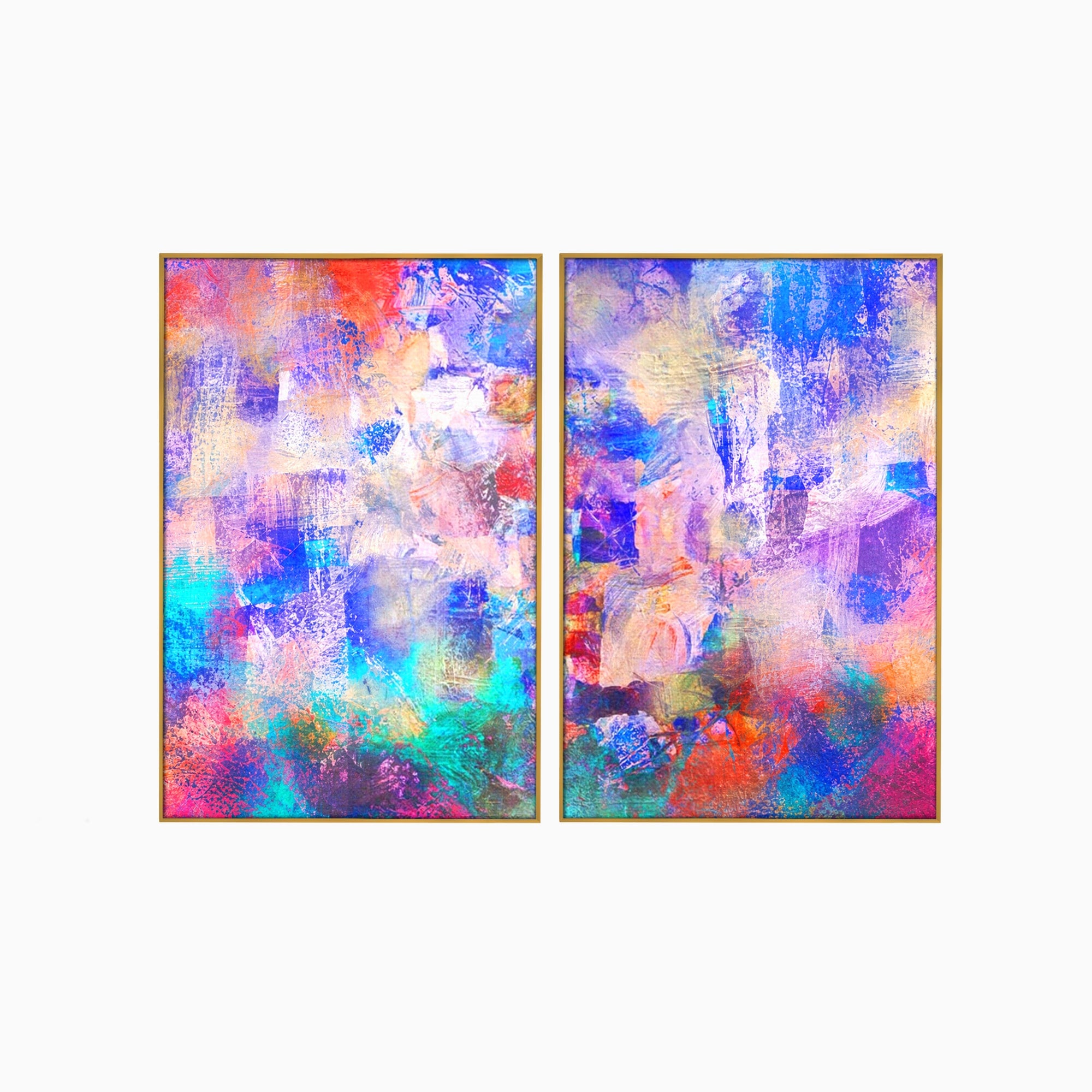 Set 2 Tablouri Canvas Premium LuxCanva® A2-1089, Multicolor, Abstract, Mixture Of Colors, Culori Vibrante