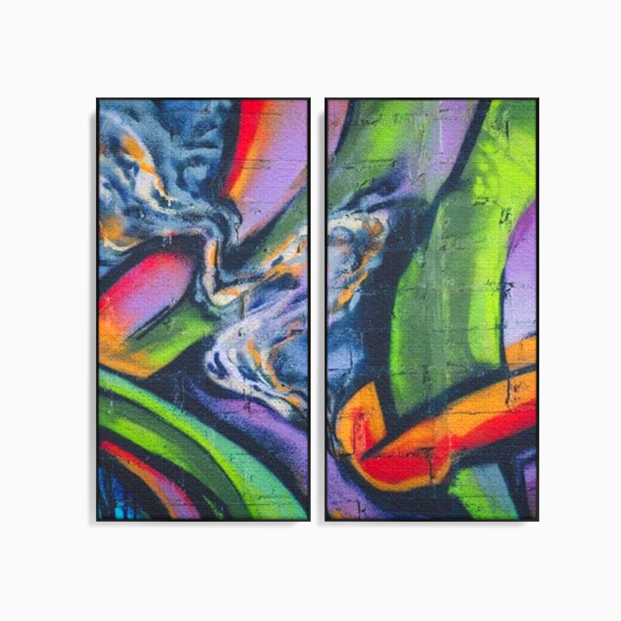 Set 2 Tablouri Canvas Premium LuxCanva® A2-1090, Graffiti, Abstract, Street Art, Multicolor, Culori Vibrante