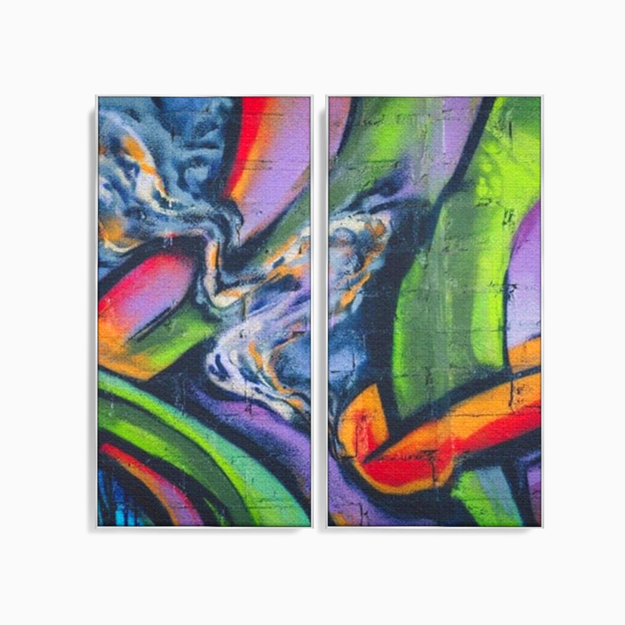 Set 2 Tablouri Canvas Premium LuxCanva® A2-1090, Graffiti, Abstract, Street Art, Multicolor, Culori Vibrante