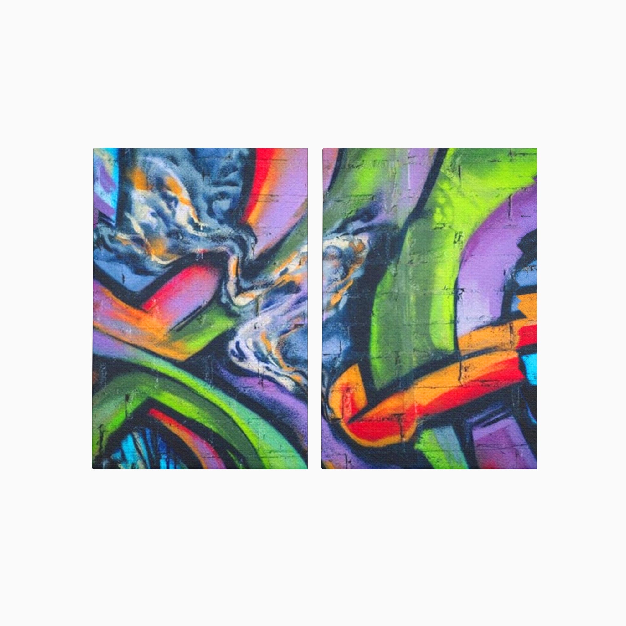 Set 2 Tablouri Canvas Premium LuxCanva® A2-1090, Graffiti, Abstract, Street Art, Multicolor, Culori Vibrante