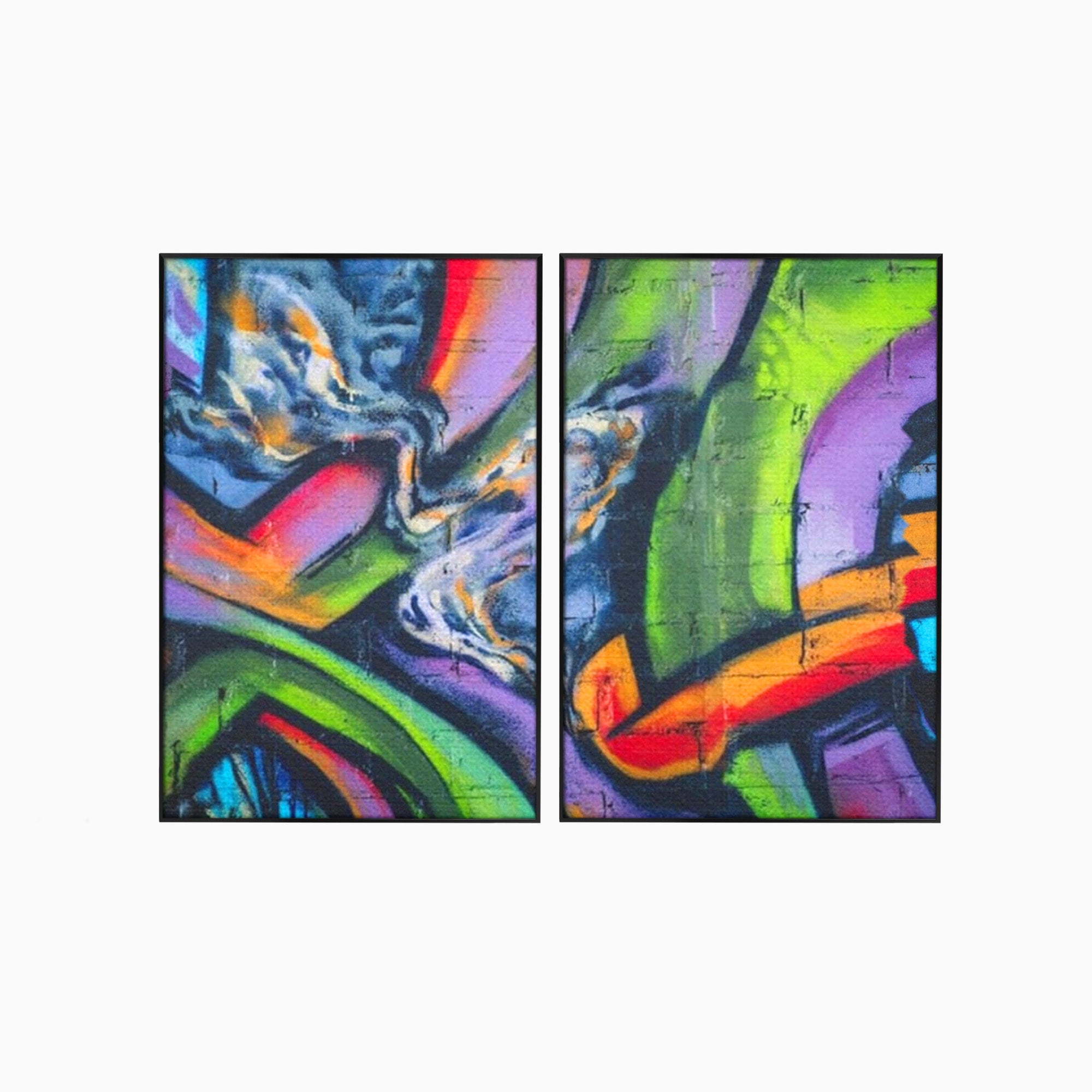 Set 2 Tablouri Canvas Premium LuxCanva® A2-1090, Graffiti, Abstract, Street Art, Multicolor, Culori Vibrante