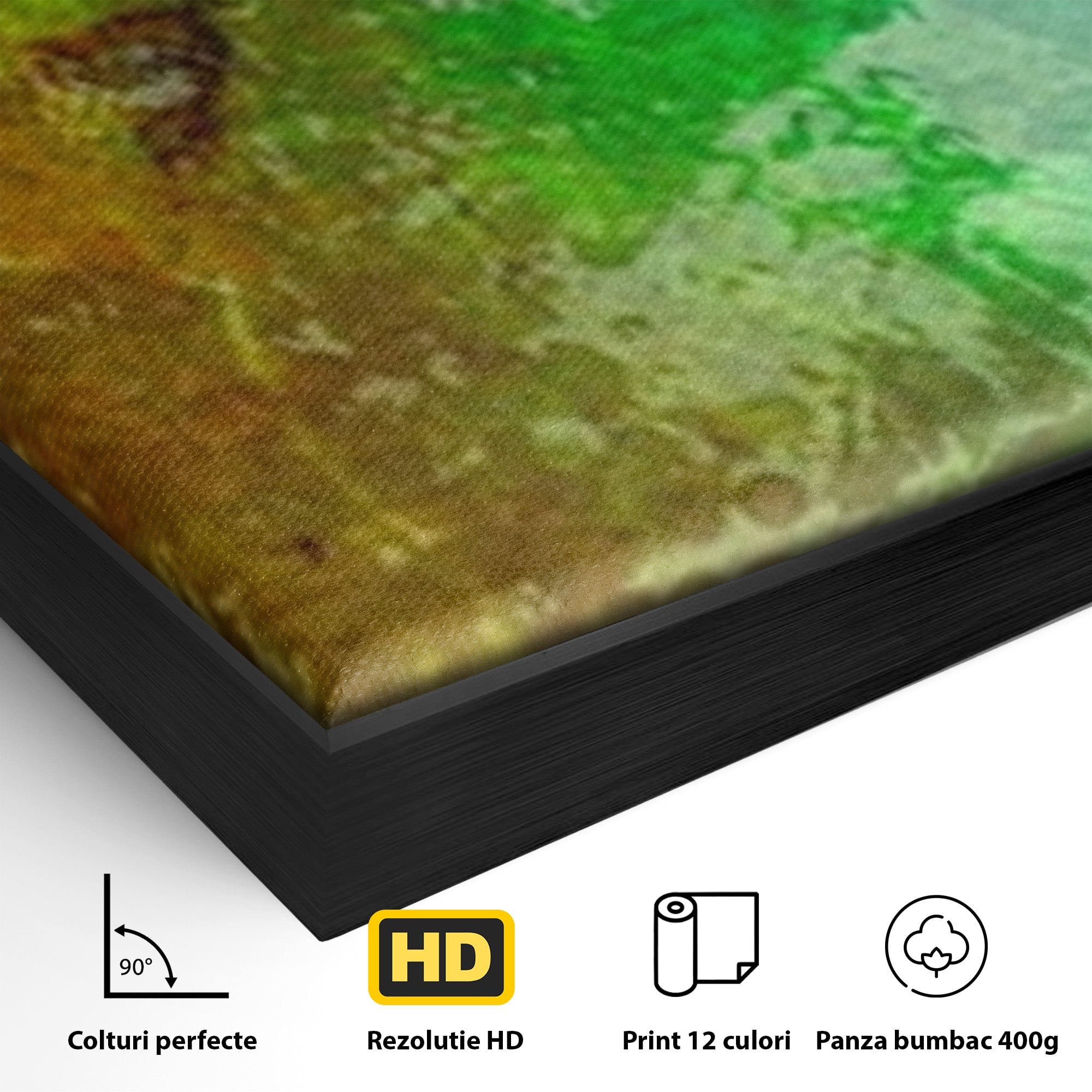 Set 2 Tablouri Canvas Premium LuxCanva® A2-1091, Colorful Green, Abstract, Verde, Blue, Multicolor, Culori Vibrante