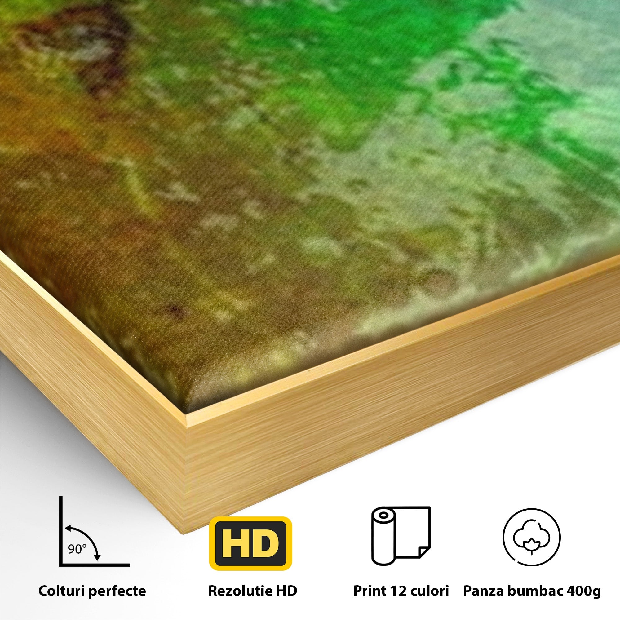 Set 2 Tablouri Canvas Premium LuxCanva® A2-1091, Colorful Green, Abstract, Verde, Blue, Multicolor, Culori Vibrante
