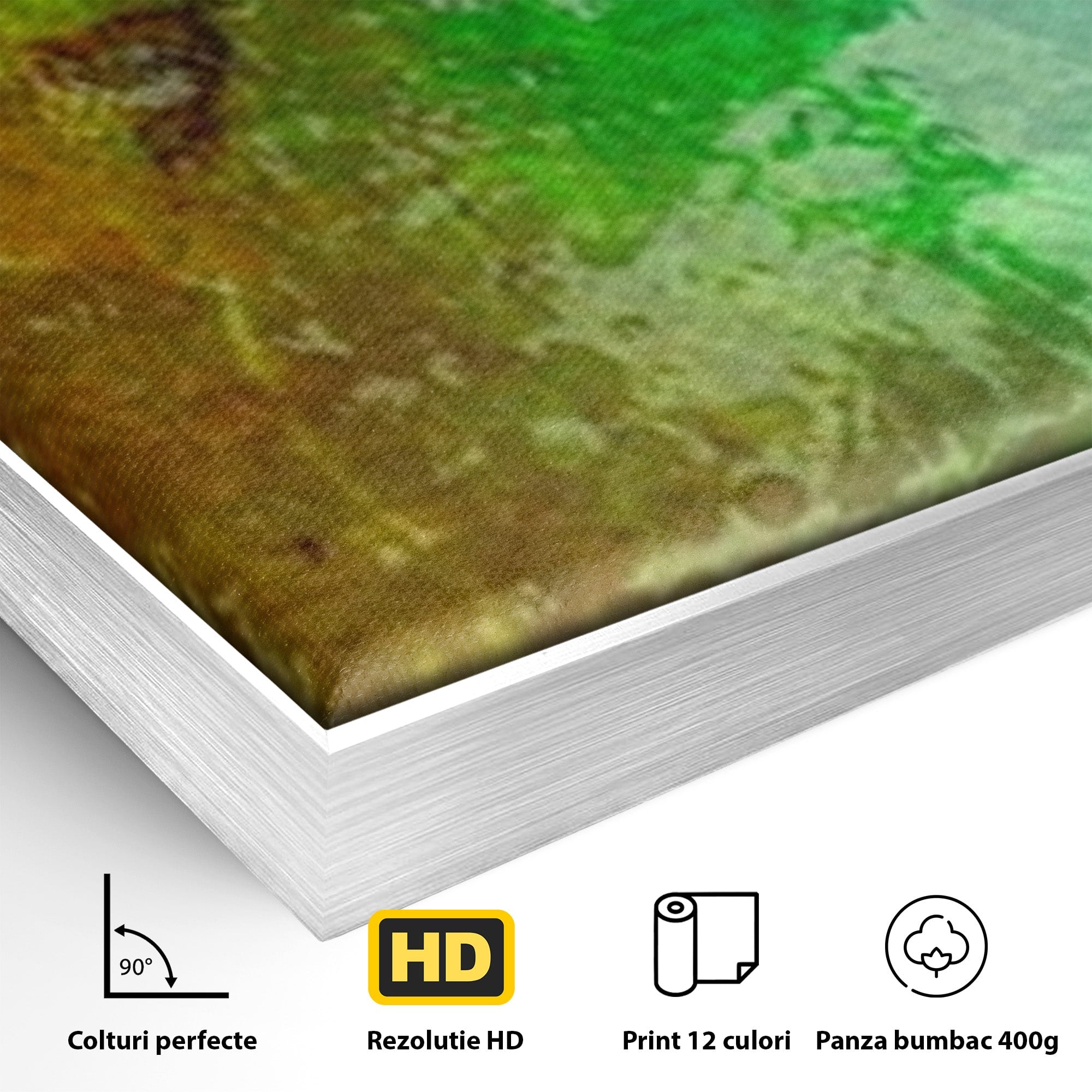 Set 2 Tablouri Canvas Premium LuxCanva® A2-1091, Colorful Green, Abstract, Verde, Blue, Multicolor, Culori Vibrante