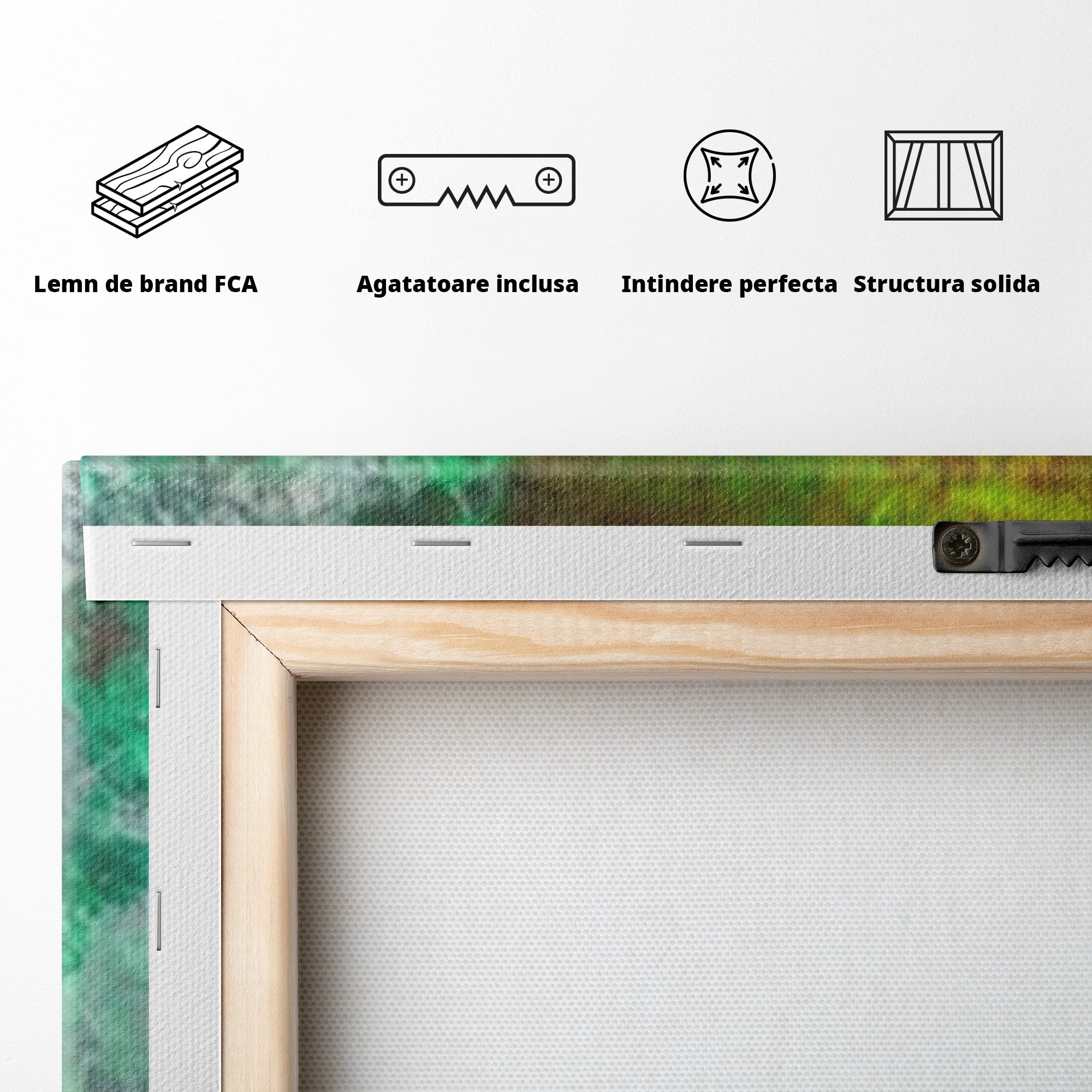 Set 2 Tablouri Canvas Premium LuxCanva® A2-1091, Colorful Green, Abstract, Verde, Blue, Multicolor, Culori Vibrante