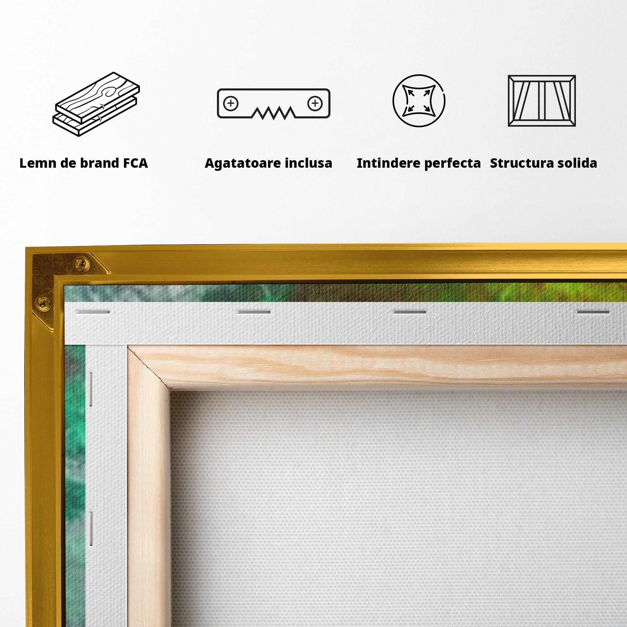 Set 2 Tablouri Canvas Premium LuxCanva® A2-1091, Colorful Green, Abstract, Verde, Blue, Multicolor, Culori Vibrante