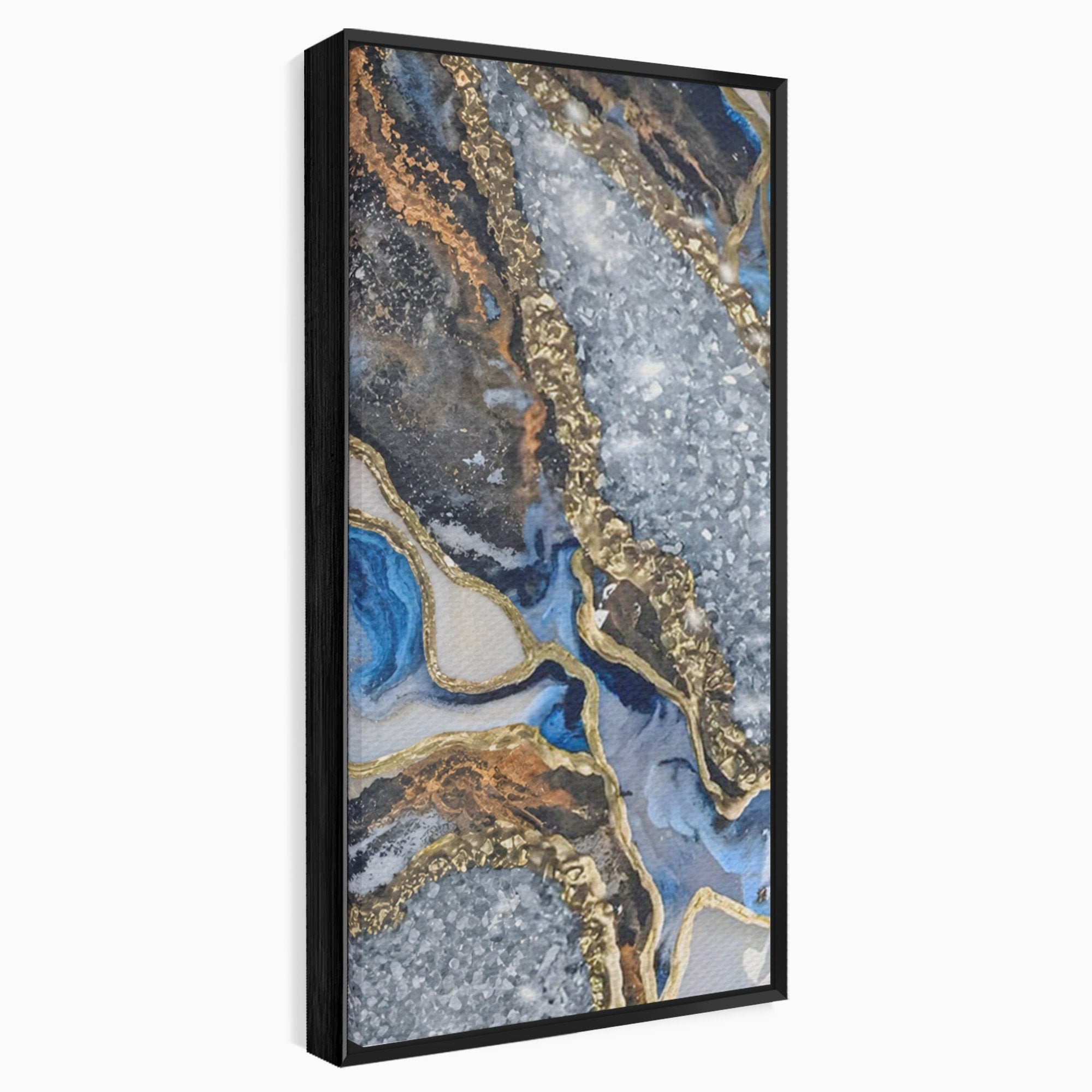 Set 2 Tablouri Canvas Premium LuxCanva® A2-1130, Marmura Albastra, Abstract, Auriu, Colorat, Arta, Culori Vibrante
