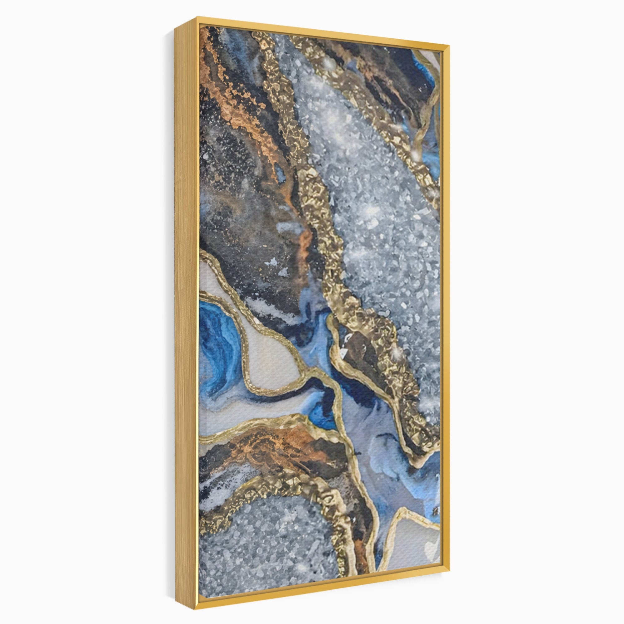 Set 2 Tablouri Canvas Premium LuxCanva® A2-1130, Marmura Albastra, Abstract, Auriu, Colorat, Arta, Culori Vibrante