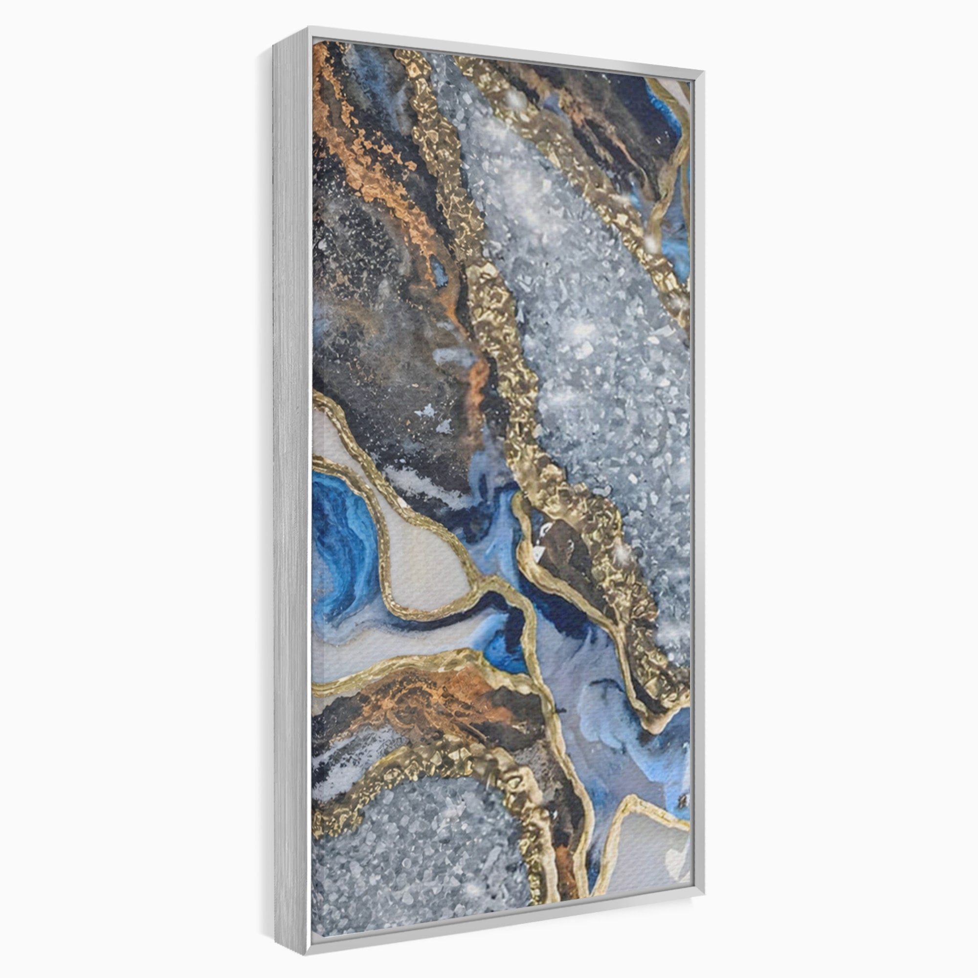 Set 2 Tablouri Canvas Premium LuxCanva® A2-1130, Marmura Albastra, Abstract, Auriu, Colorat, Arta, Culori Vibrante