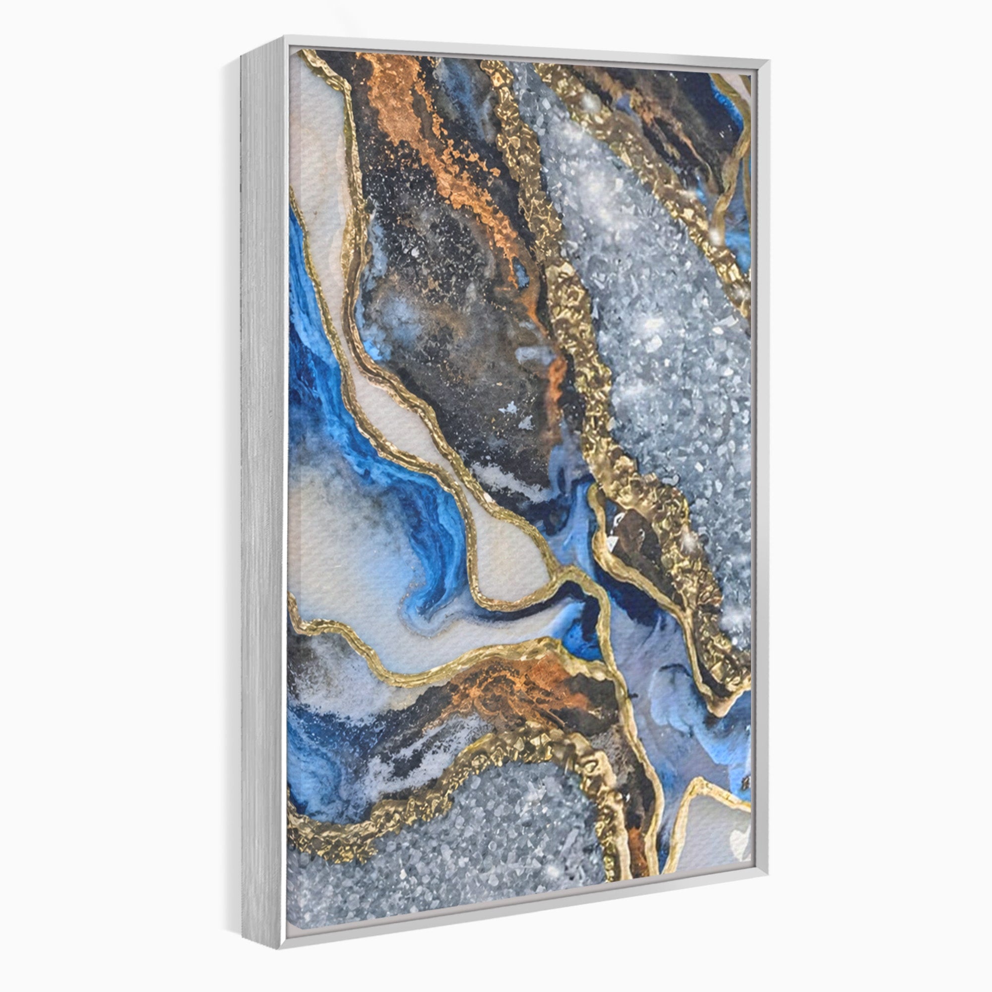 Set 2 Tablouri Canvas Premium LuxCanva® A2-1130, Marmura Albastra, Abstract, Auriu, Colorat, Arta, Culori Vibrante