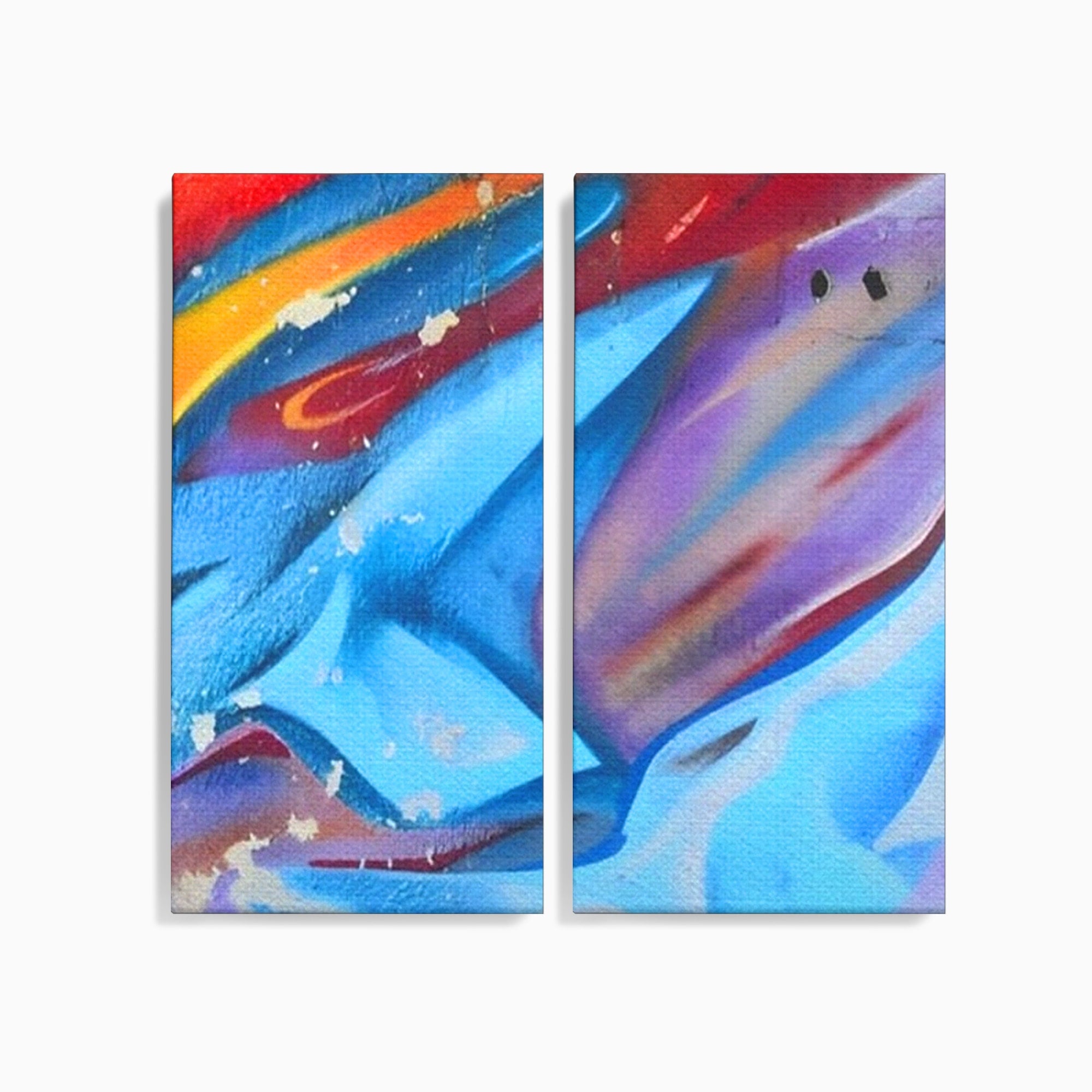 Set 2 Tablouri Canvas Premium LuxCanva® A2-1174, Colorful Graffiti, Graffiti, Multicolor, Birou, Culori Vibrante