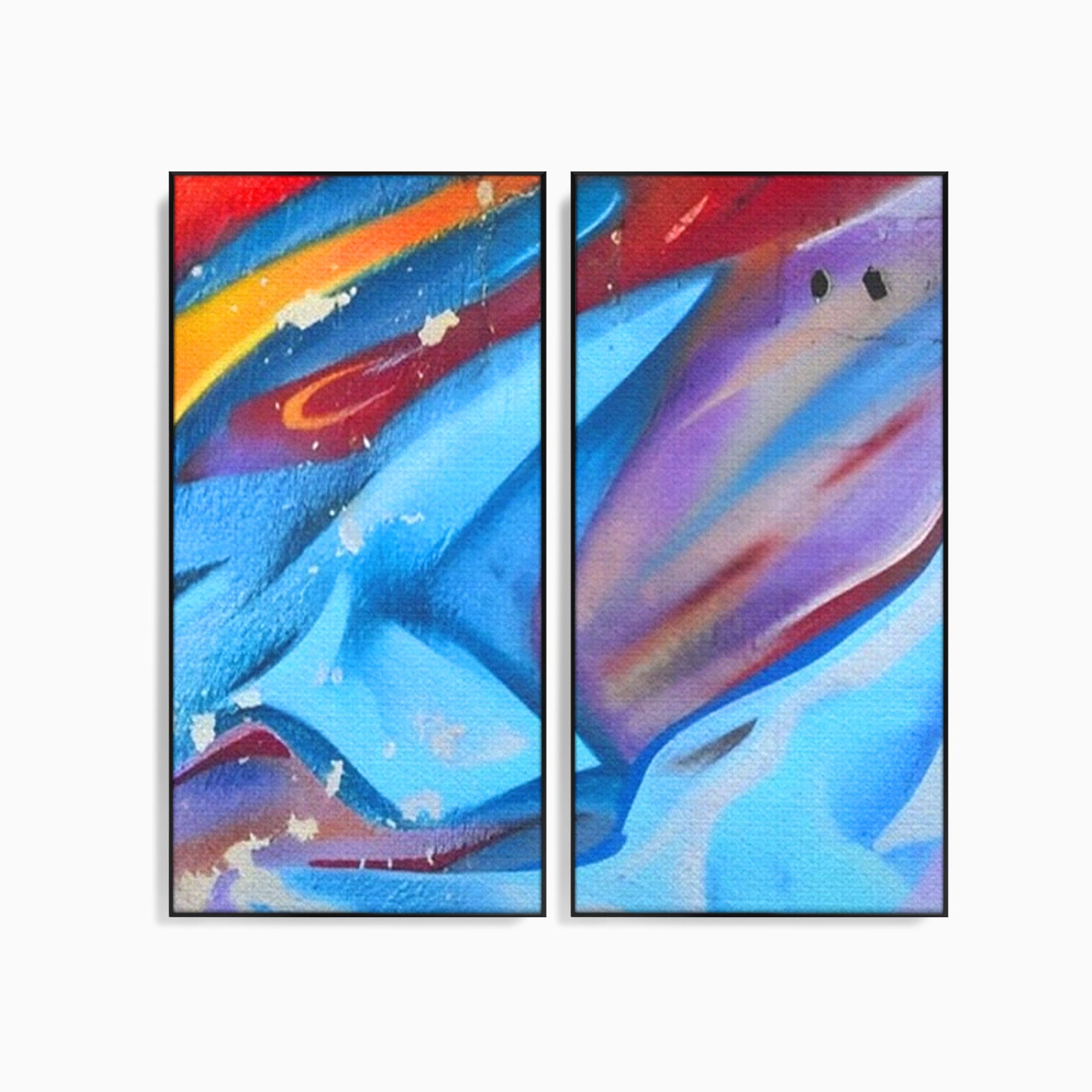 Set 2 Tablouri Canvas Premium LuxCanva® A2-1174, Colorful Graffiti, Graffiti, Multicolor, Birou, Culori Vibrante