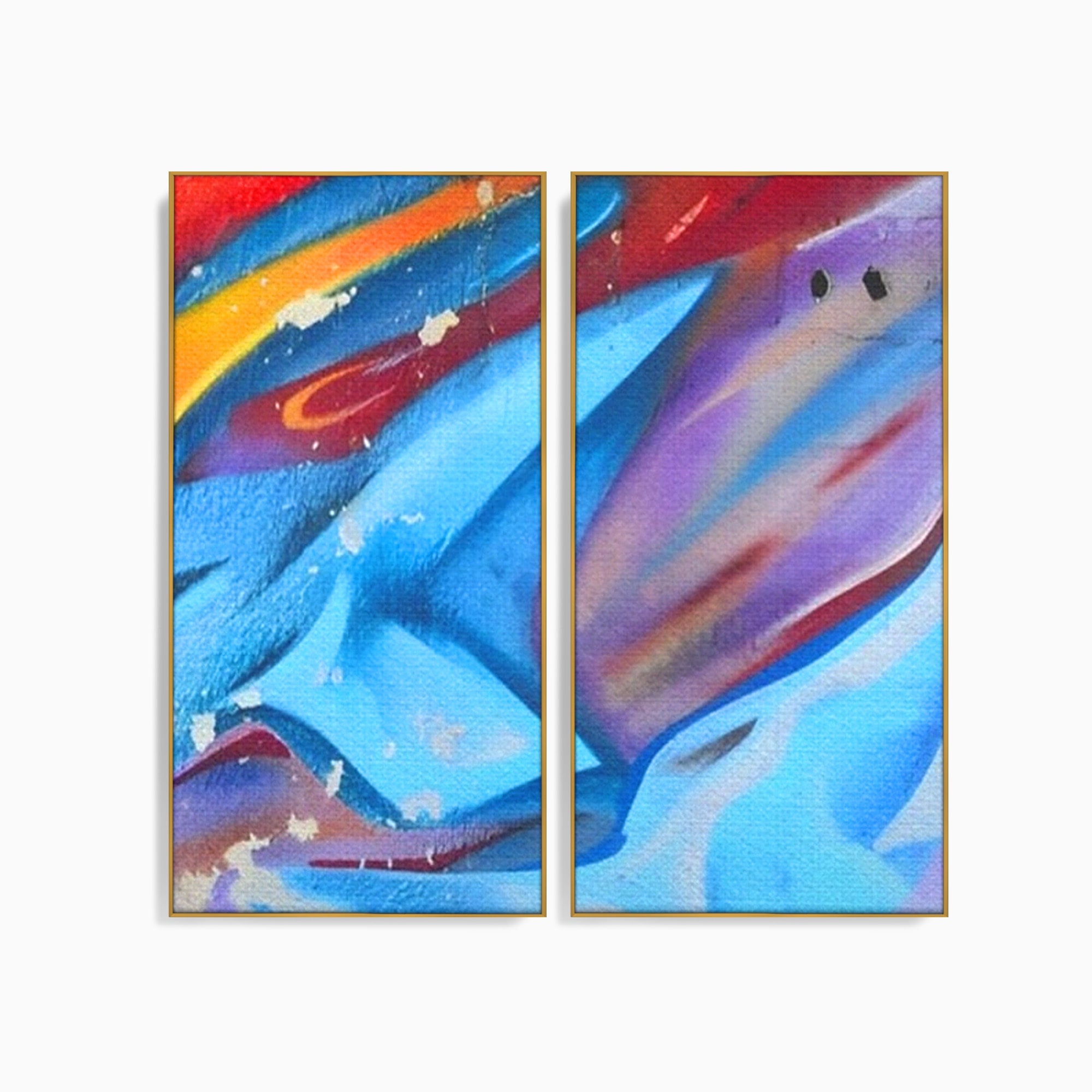 Set 2 Tablouri Canvas Premium LuxCanva® A2-1174, Colorful Graffiti, Graffiti, Multicolor, Birou, Culori Vibrante