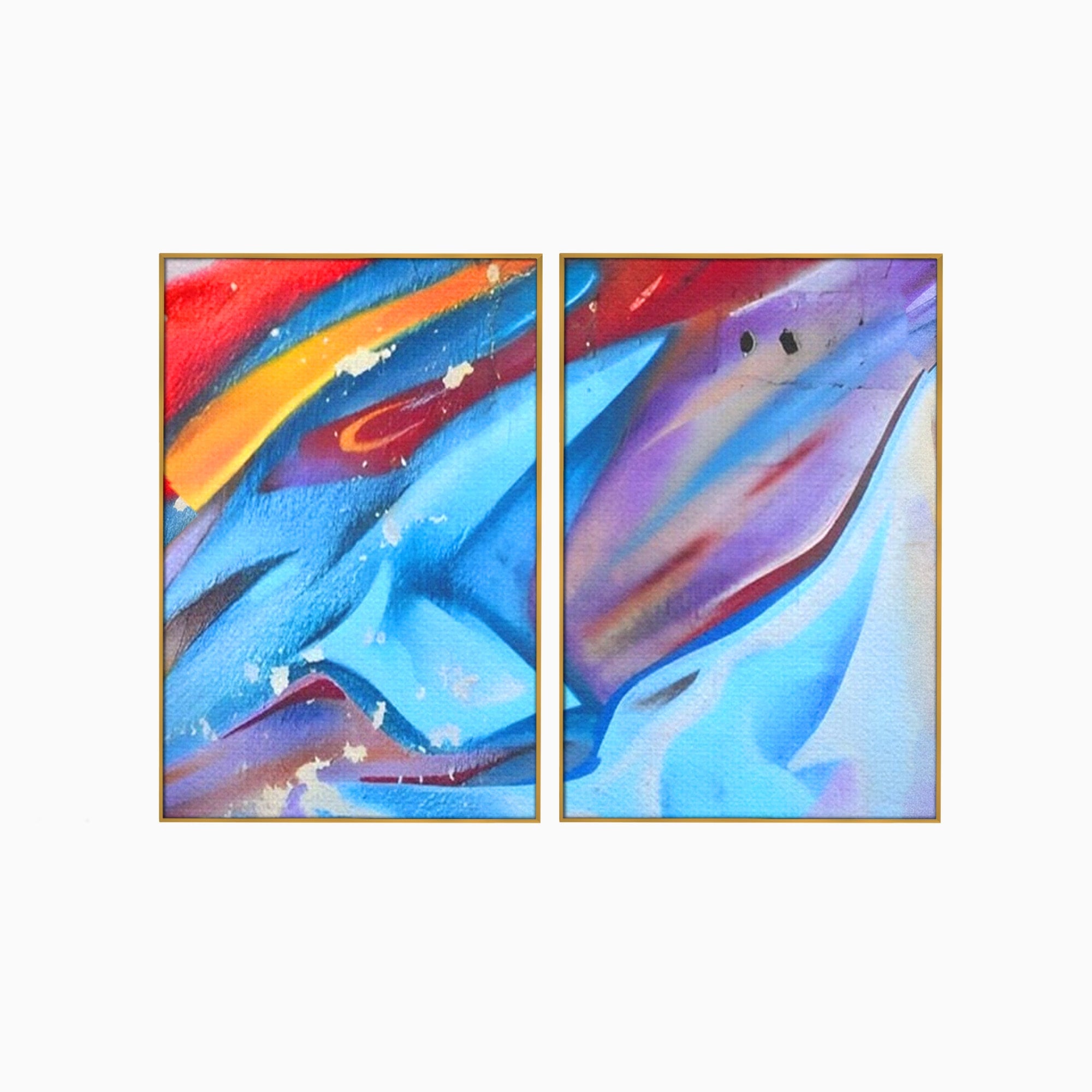 Set 2 Tablouri Canvas Premium LuxCanva® A2-1174, Colorful Graffiti, Graffiti, Multicolor, Birou, Culori Vibrante