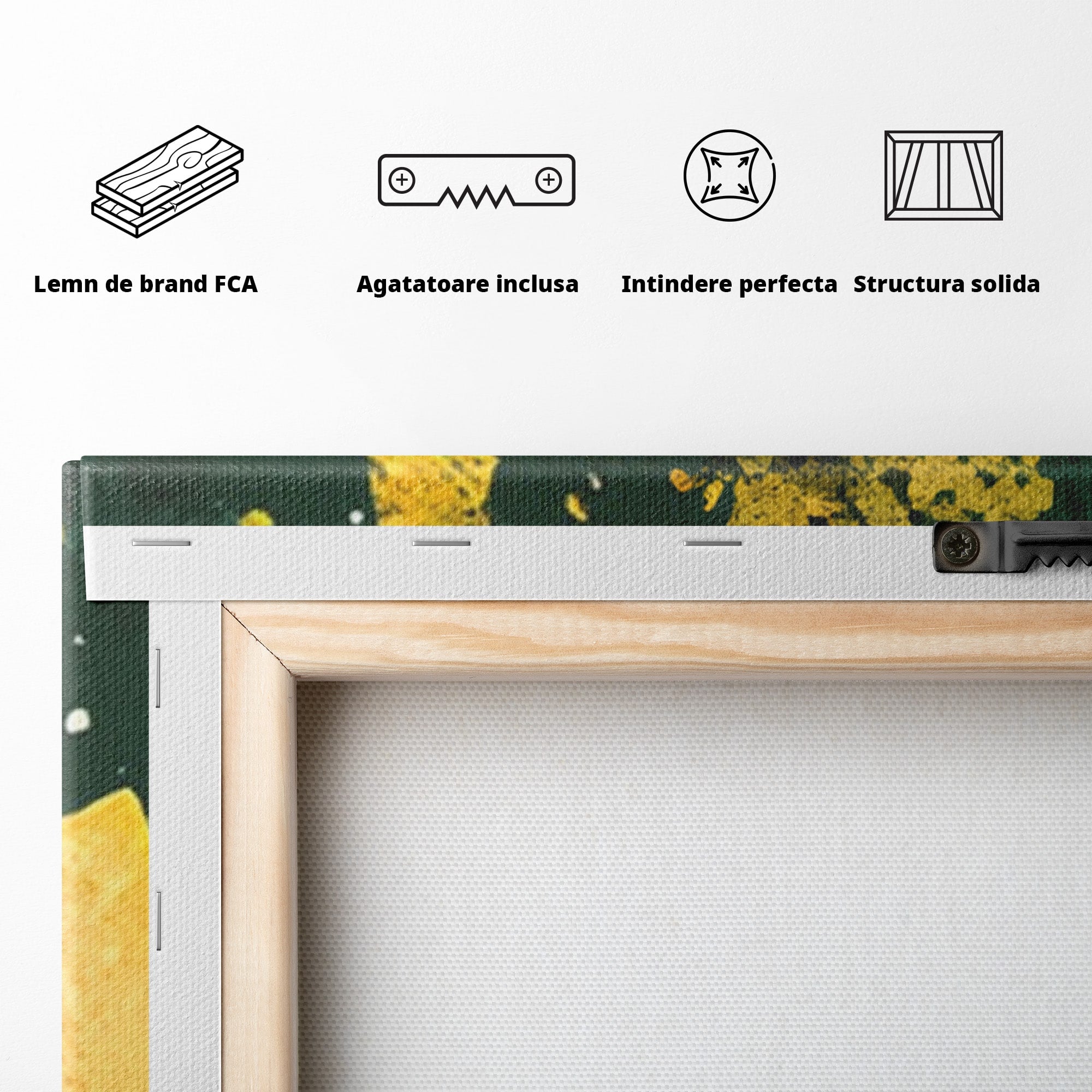 Set 2 Tablouri Canvas Premium LuxCanva® A2-1179, Green Design, Verde, Cafenea, Auriu, Culori Vibrante