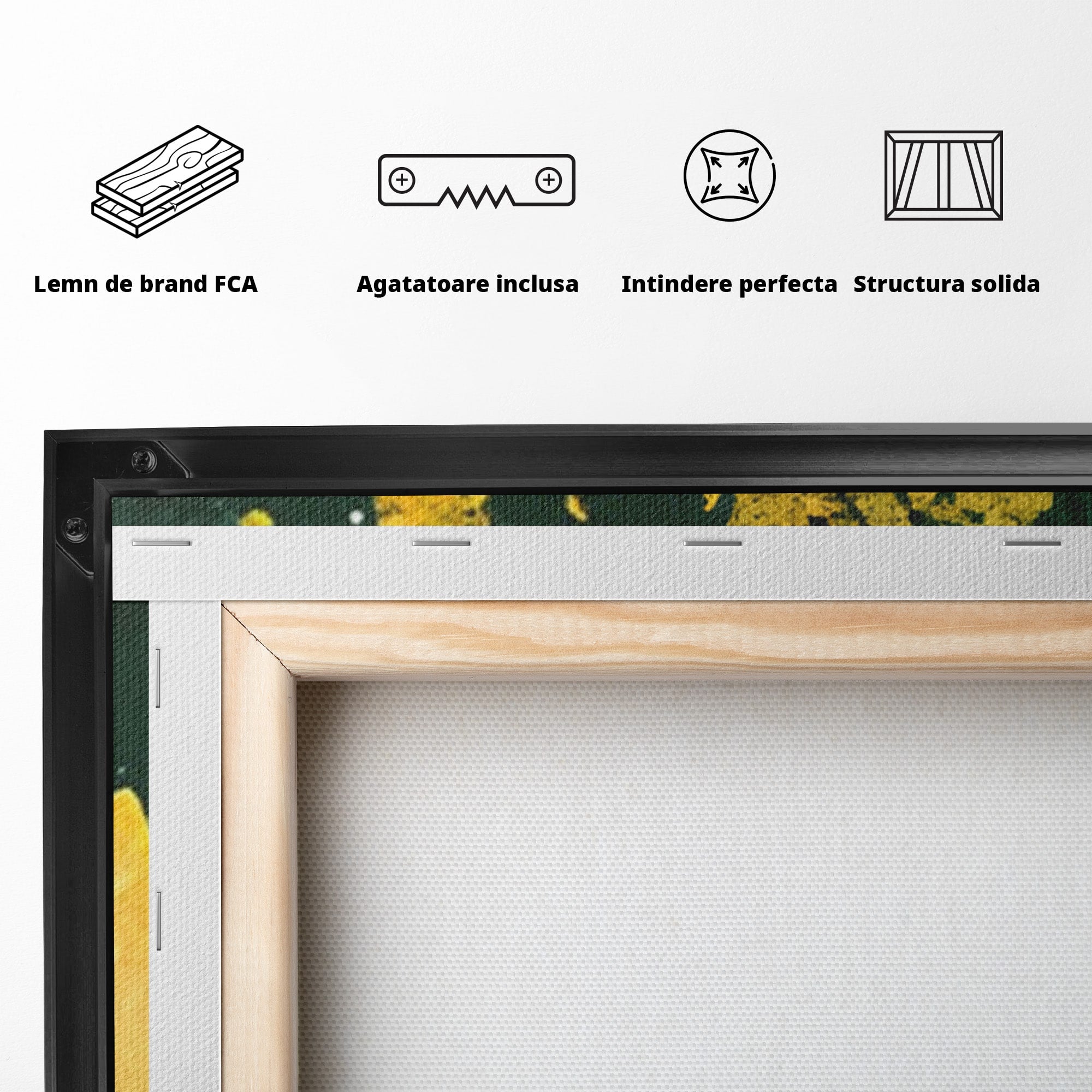 Set 2 Tablouri Canvas Premium LuxCanva® A2-1179, Green Design, Verde, Cafenea, Auriu, Culori Vibrante
