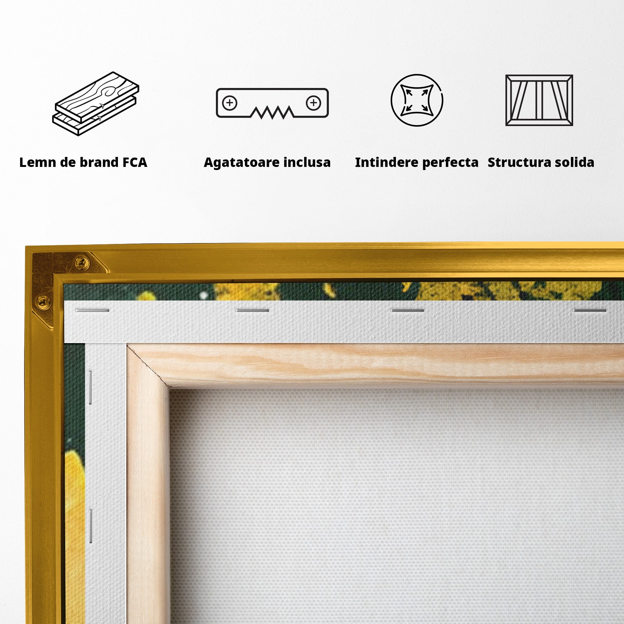 Set 2 Tablouri Canvas Premium LuxCanva® A2-1179, Green Design, Verde, Cafenea, Auriu, Culori Vibrante