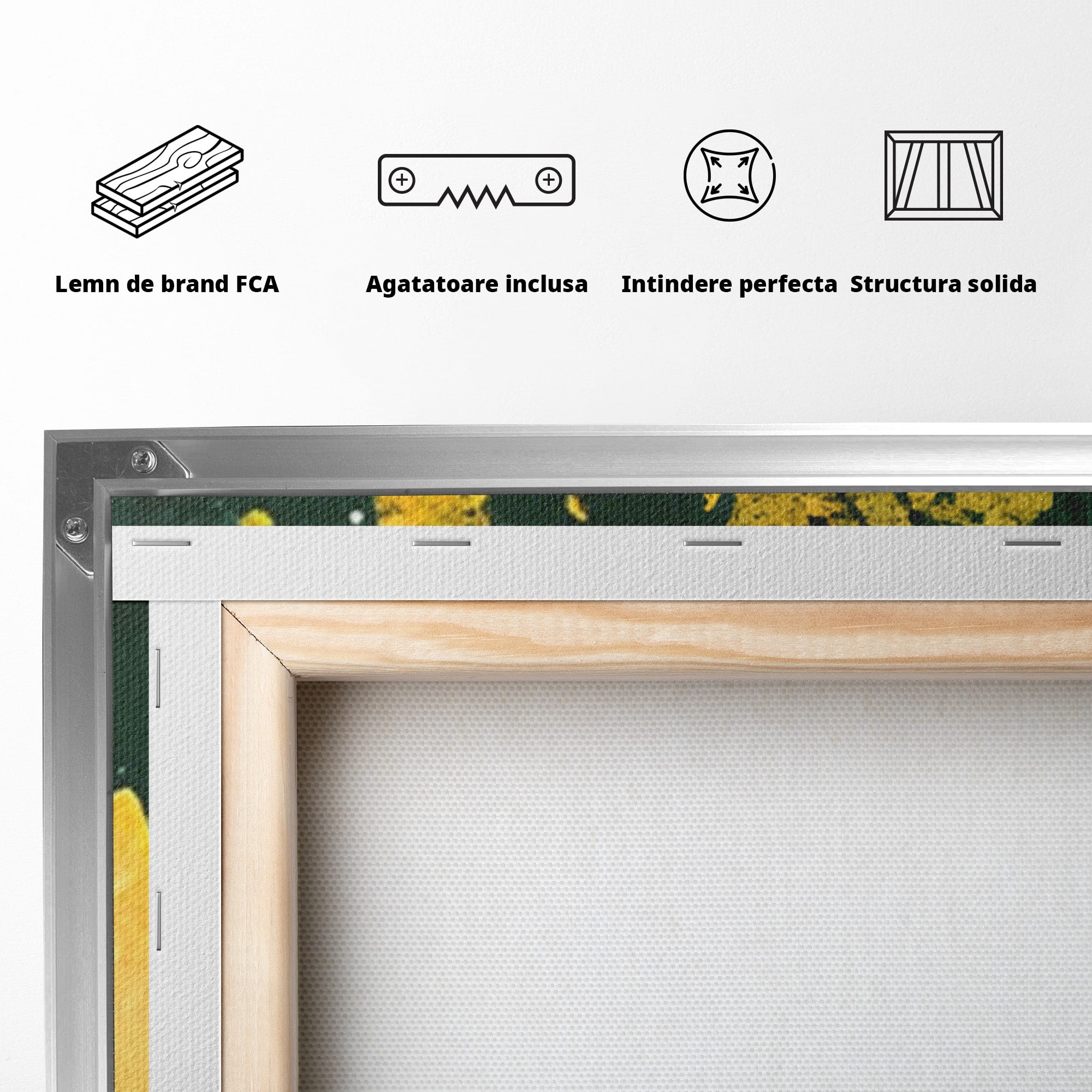 Set 2 Tablouri Canvas Premium LuxCanva® A2-1179, Green Design, Verde, Cafenea, Auriu, Culori Vibrante